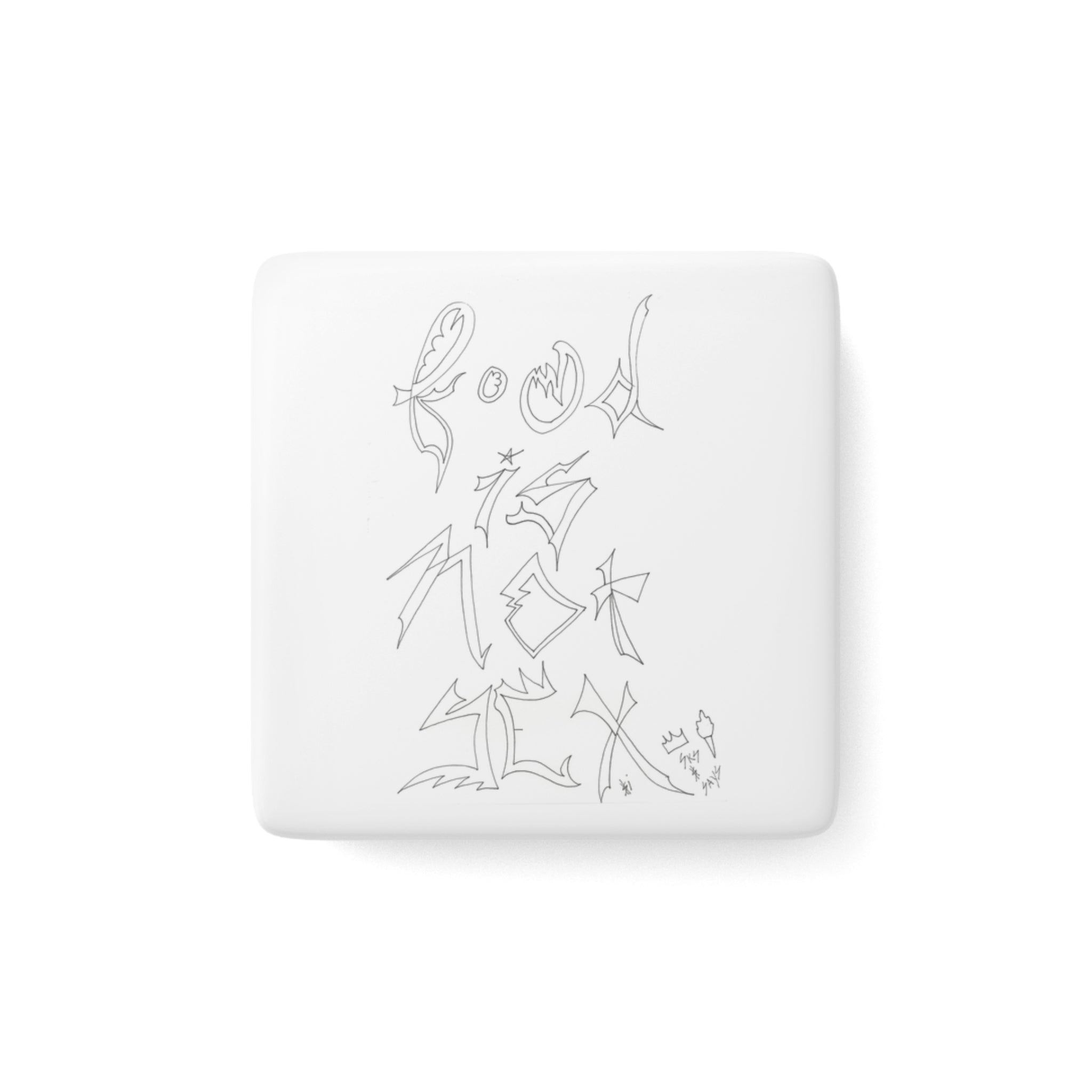 Square Porcelain Magnet with Artistic Design - Unique Fridge Decor, Gift for Art Lovers, Kitchen Decor, Home Accent, Handmade