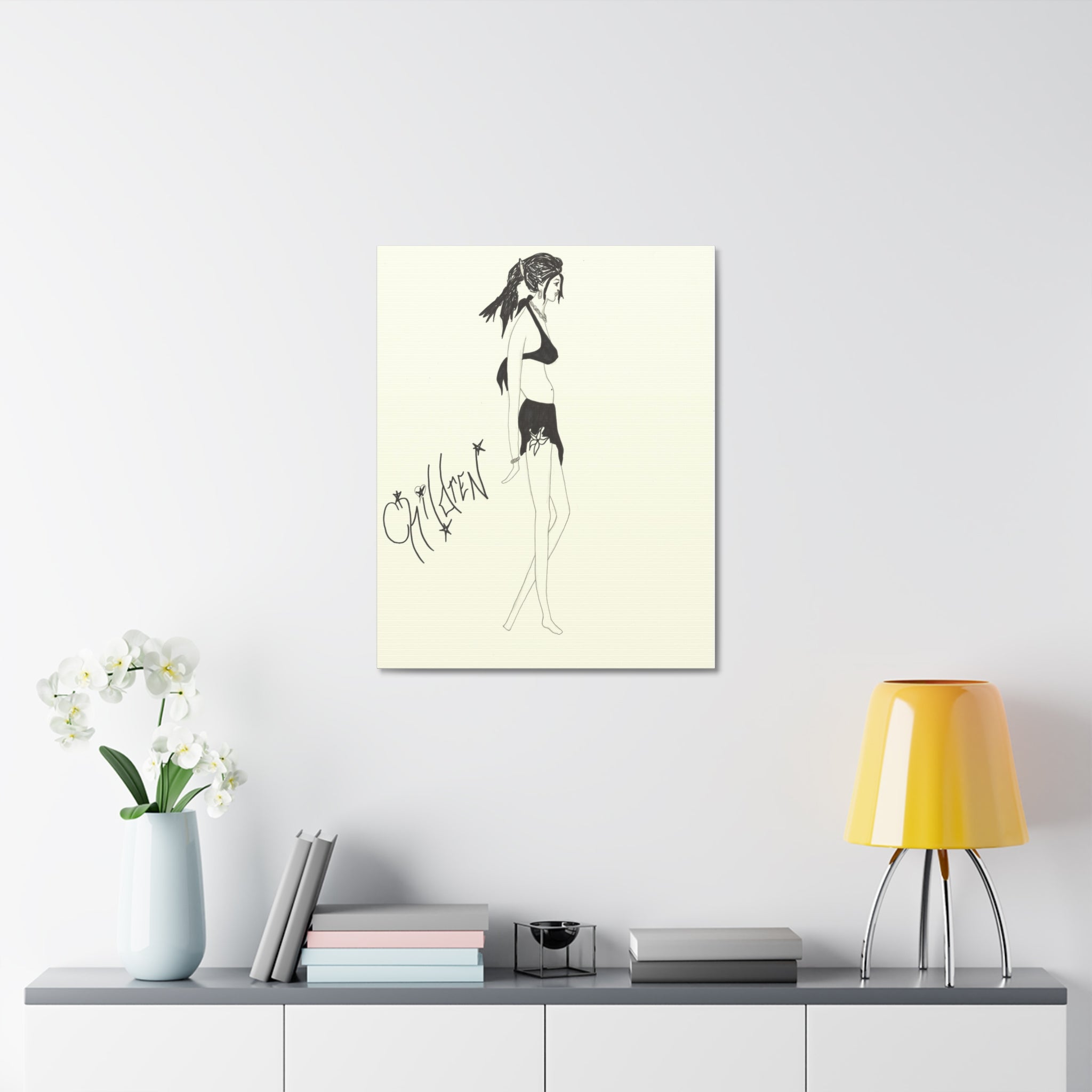 Chic Fashion Stretched Canvas Art Print, Boho Decor, Elegant Home Wall Art, Gift for Fashion Lovers, Modern Art Piece