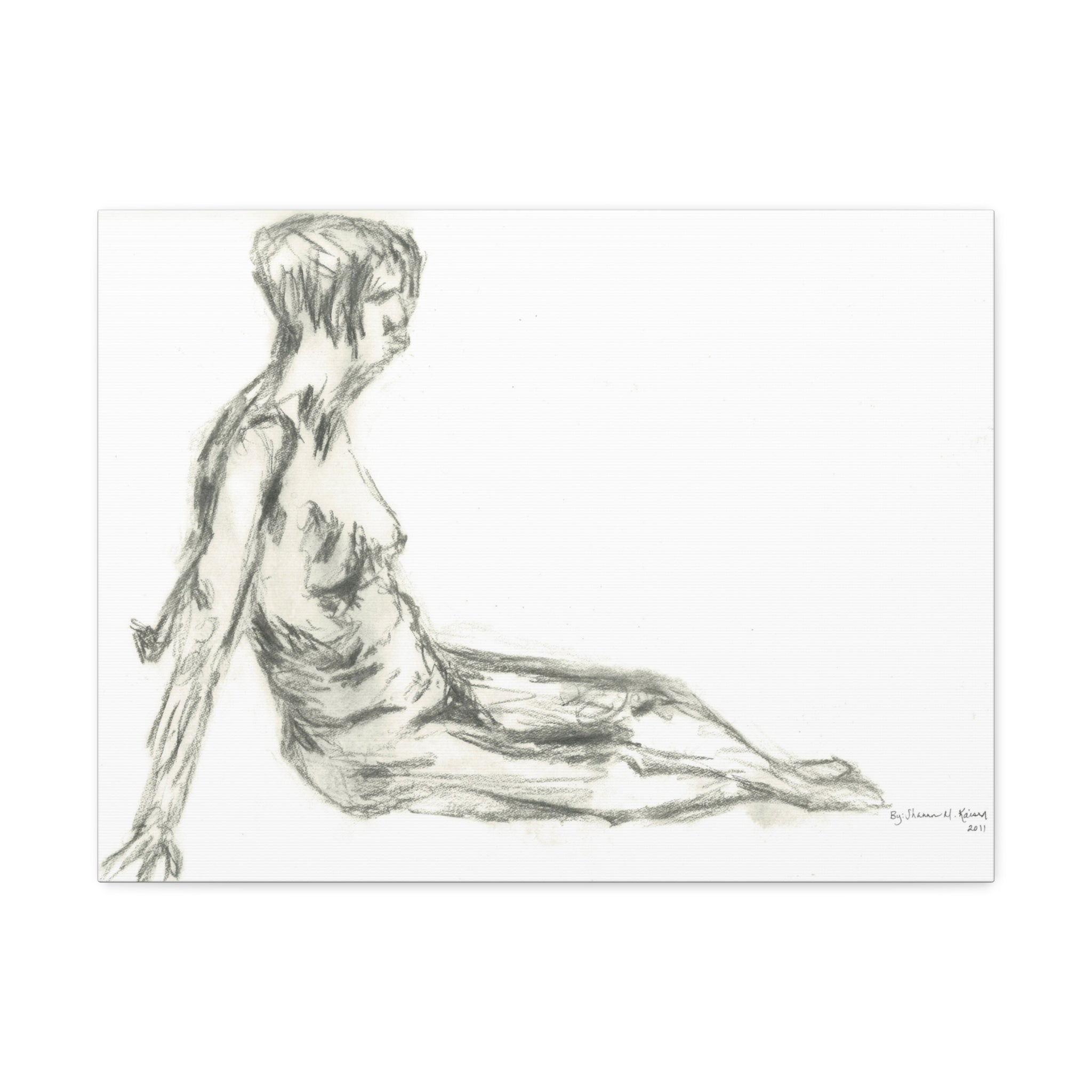 Artistic Stretched Canvas Wall Art, Nude Figure Drawing, Modern Home Decor, Minimalist Art Piece, Unique Gift for Art Lovers