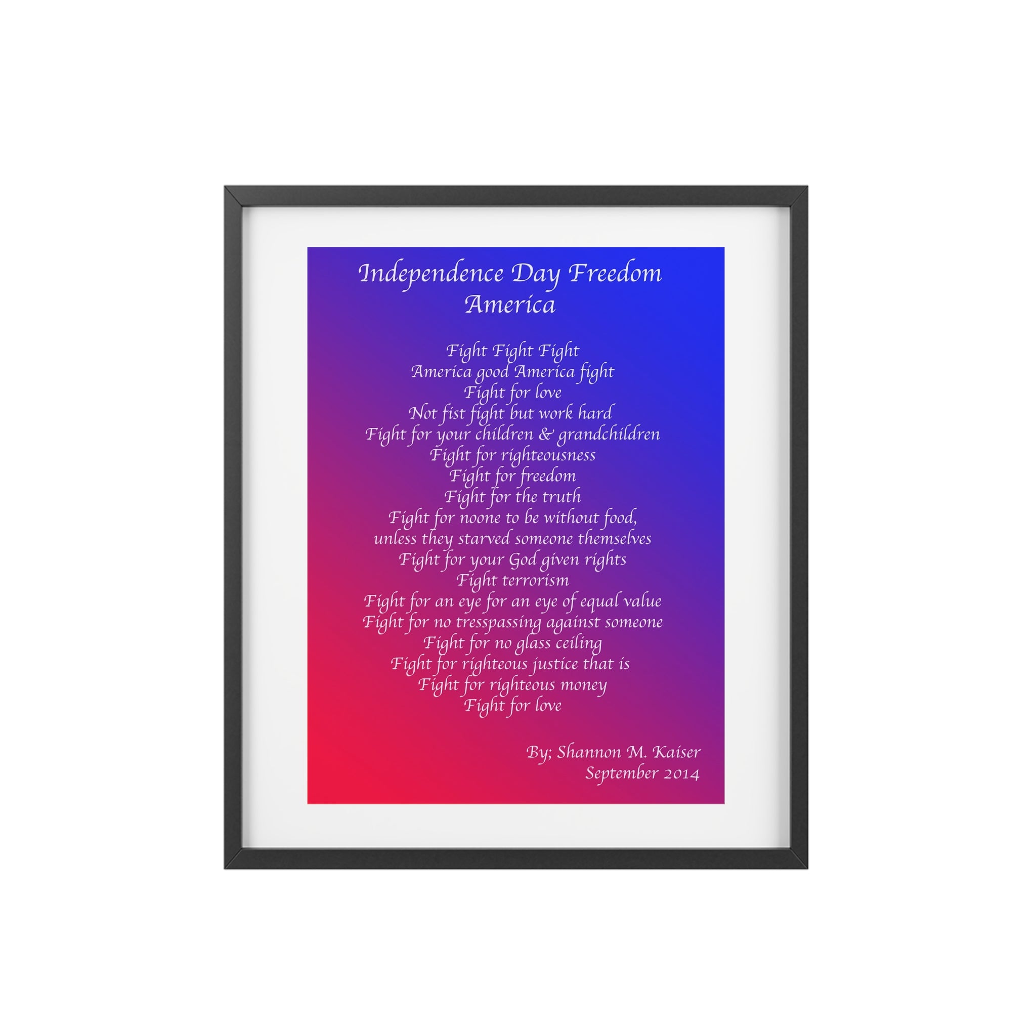 Framed Inspirational Art Print, Independence Day Decor, Motivational Wall Art, Red White Blue Home Decor, American Pride