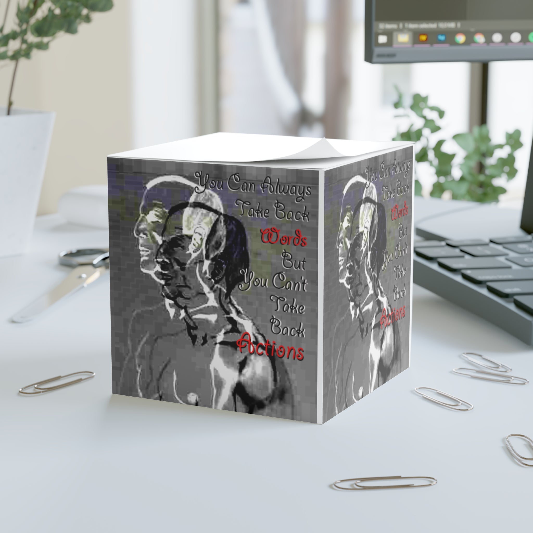 Thoughtful Note Cube for Inspiration, Motivational Desk Decor, Office Gift, Self-Improvement Reminder, Unique Stationery