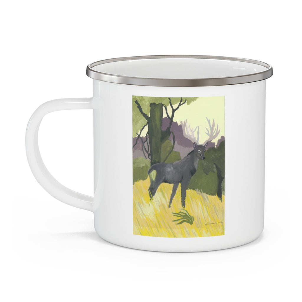 Rustic Enamel Camping Mug - Nature Lover Gift, Outdoor Adventure Cup, Hiking Coffee Mug, Unique Cabin Decor