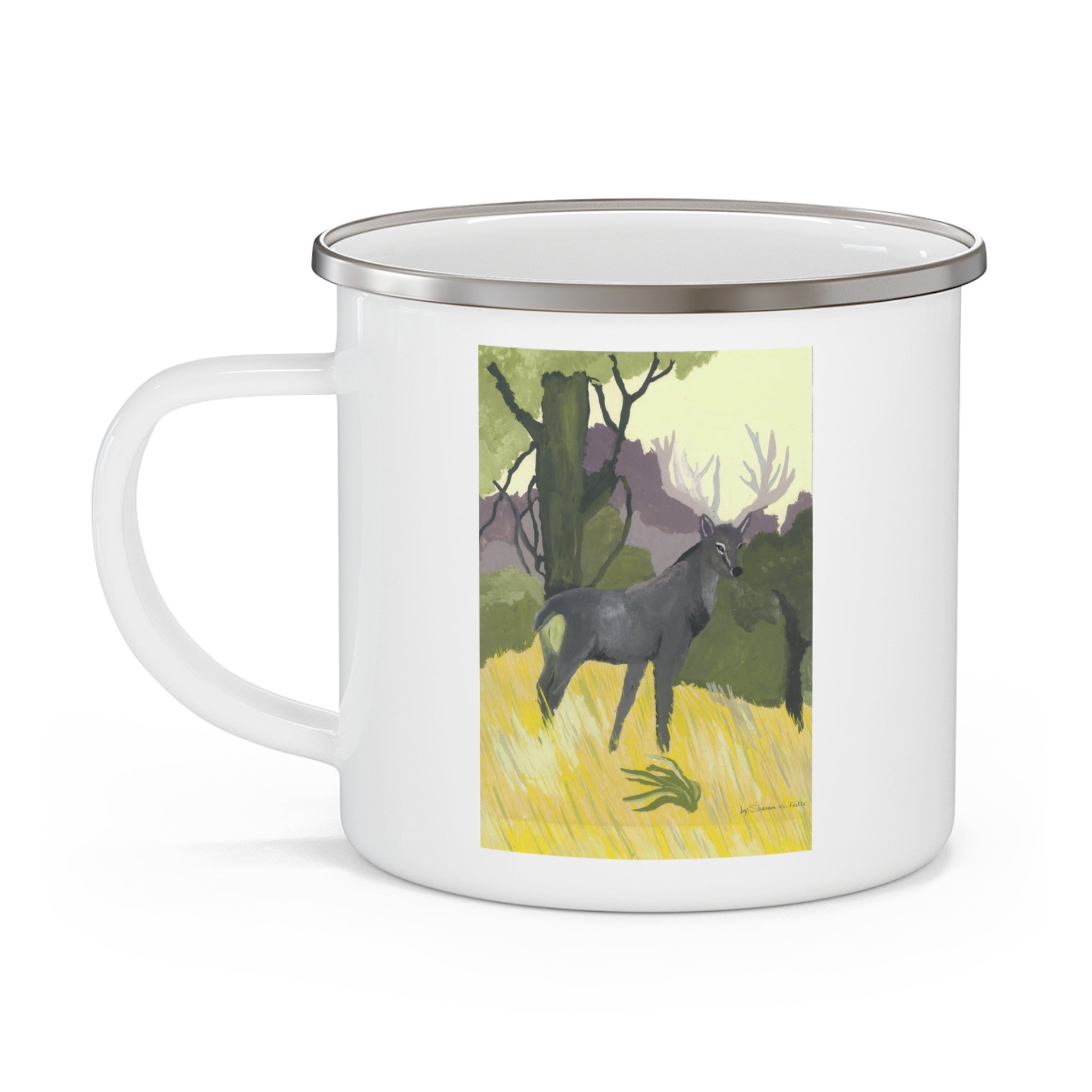 Rustic Enamel Camping Mug - Nature Lover Gift, Outdoor Adventure Cup, Hiking Coffee Mug, Unique Cabin Decor