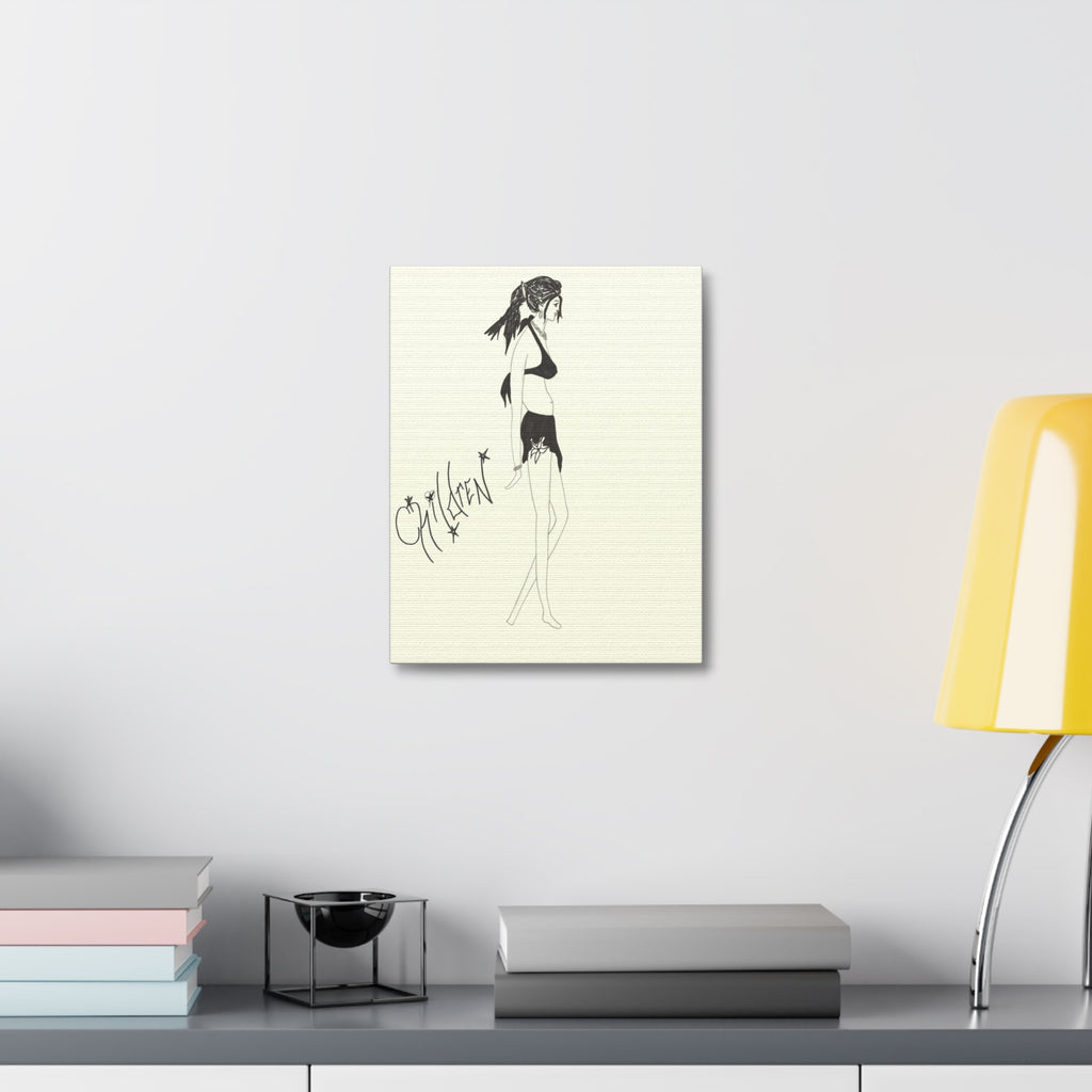 Chic Fashion Stretched Canvas Art Print, Boho Decor, Elegant Home Wall Art, Gift for Fashion Lovers, Modern Art Piece