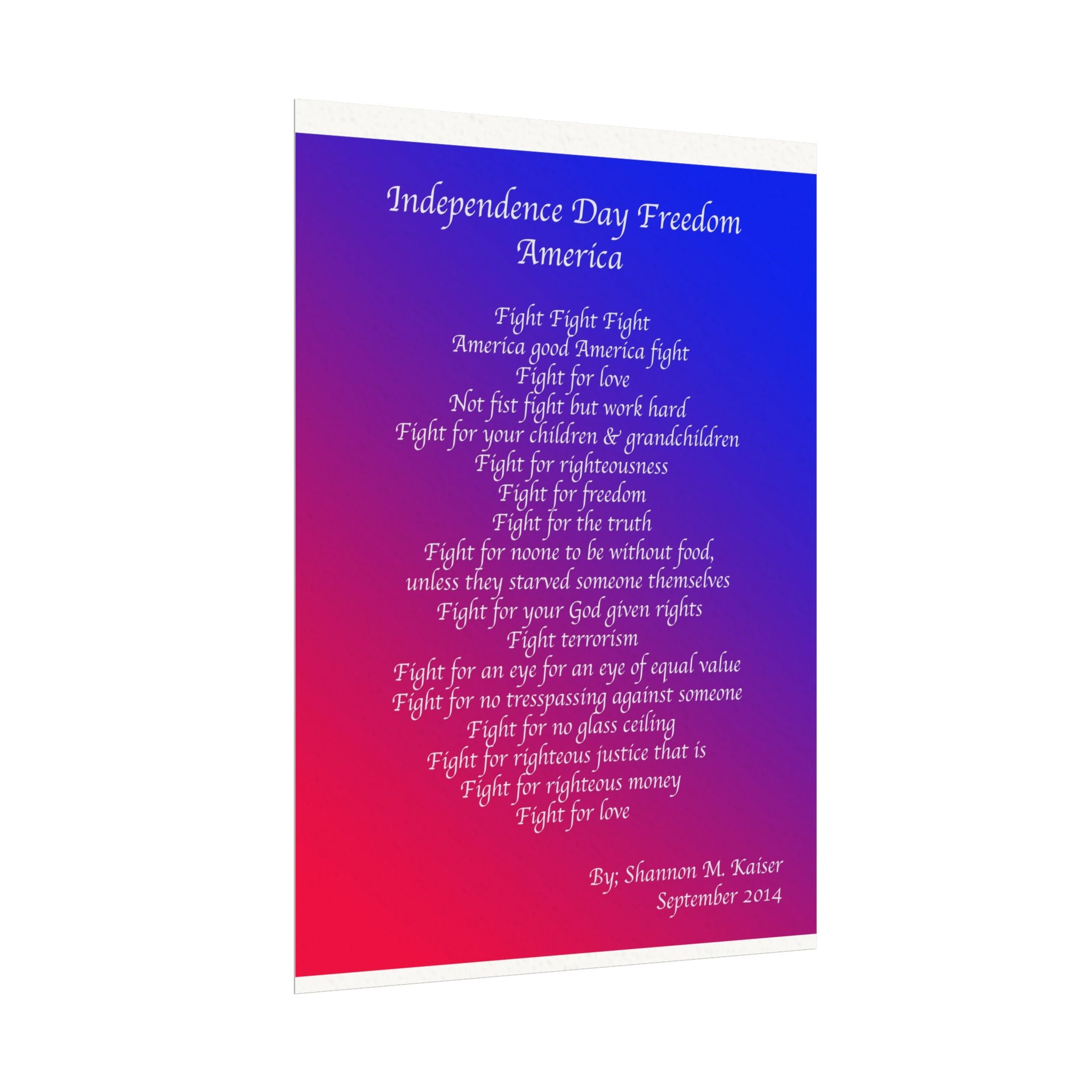 Independence Day Art Print, Patriotic Matte Poster, American Freedom Decor, Inspirational Wall Art, July 4th Gift, Home Office Decoration