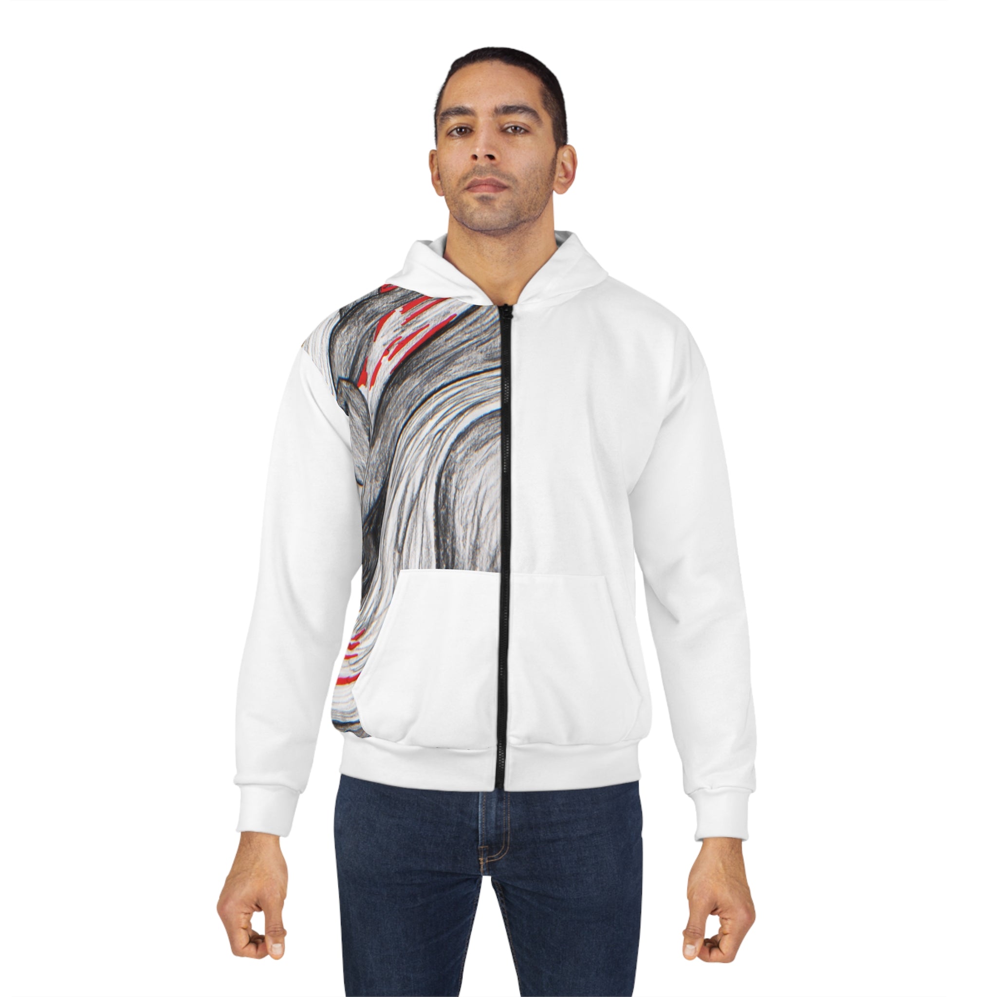 Artistic Unisex Zip Hoodie, Cozy Zip Up, Unique Gift for Her, Fashion Statement, Winter Wardrobe Essential