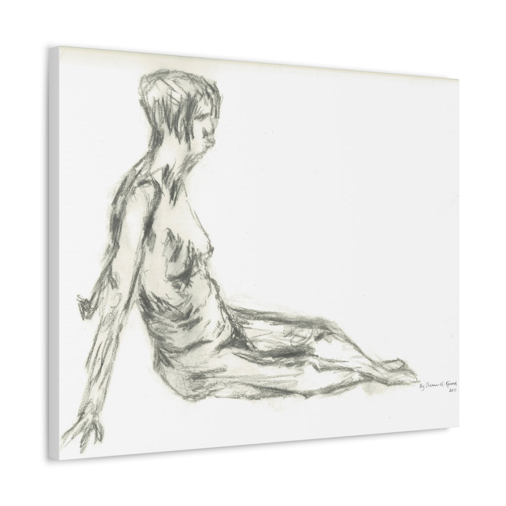 Artistic Stretched Canvas Wall Art, Nude Figure Drawing, Modern Home Decor, Minimalist Art Piece, Unique Gift for Art Lovers