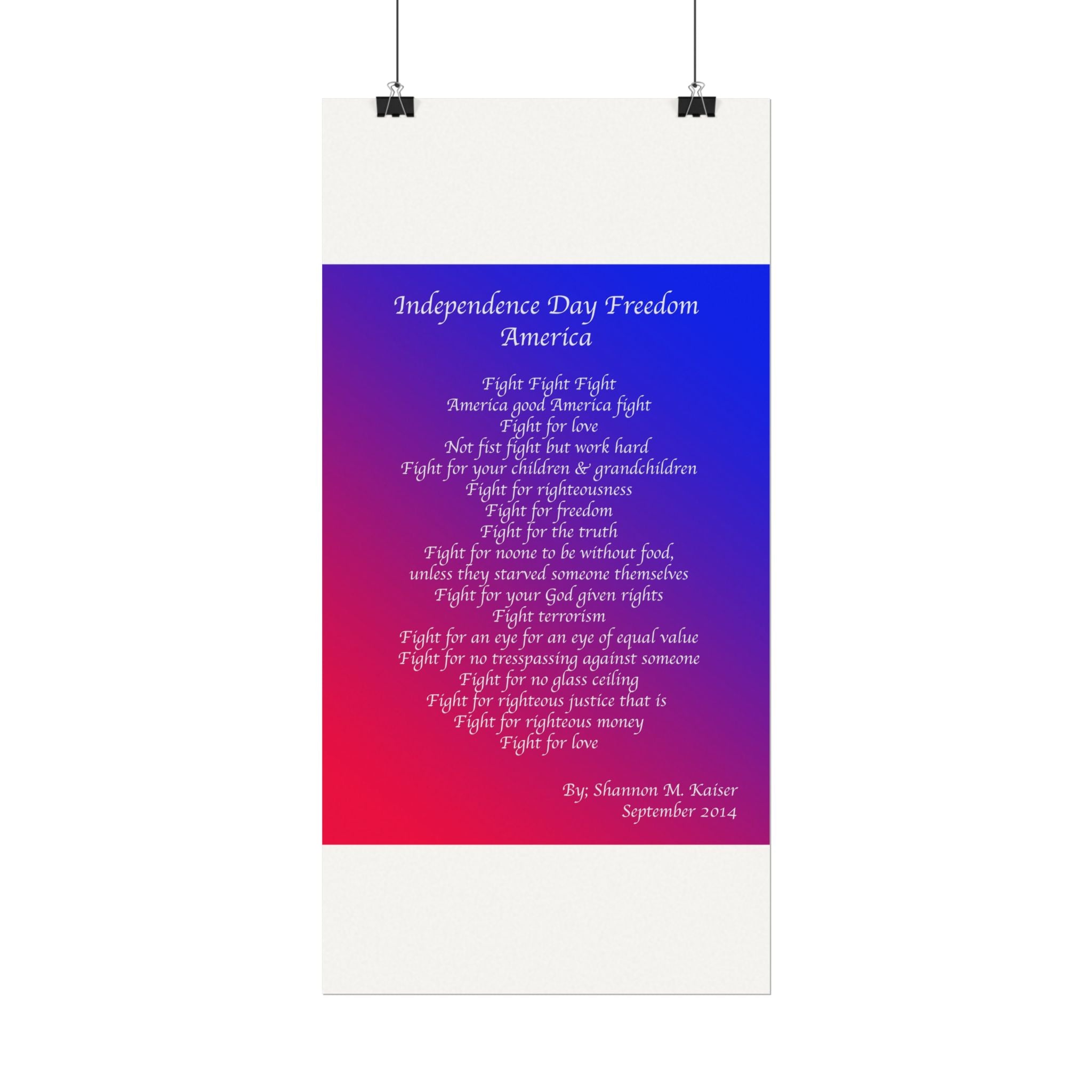 Independence Day Art Print, Patriotic Matte Poster, American Freedom Decor, Inspirational Wall Art, July 4th Gift, Home Office Decoration