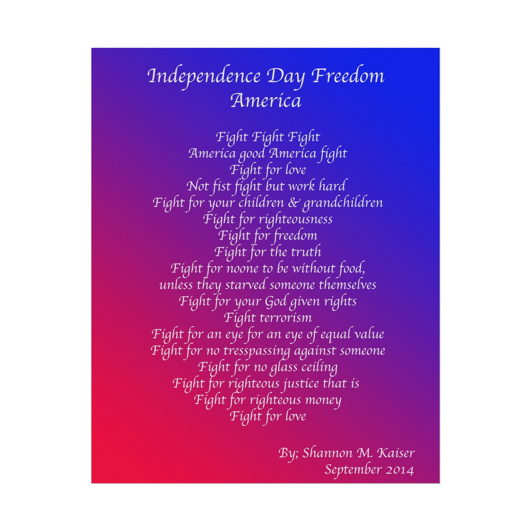 Independence Day Art Print, Patriotic Matte Poster, American Freedom Decor, Inspirational Wall Art, July 4th Gift, Home Office Decoration