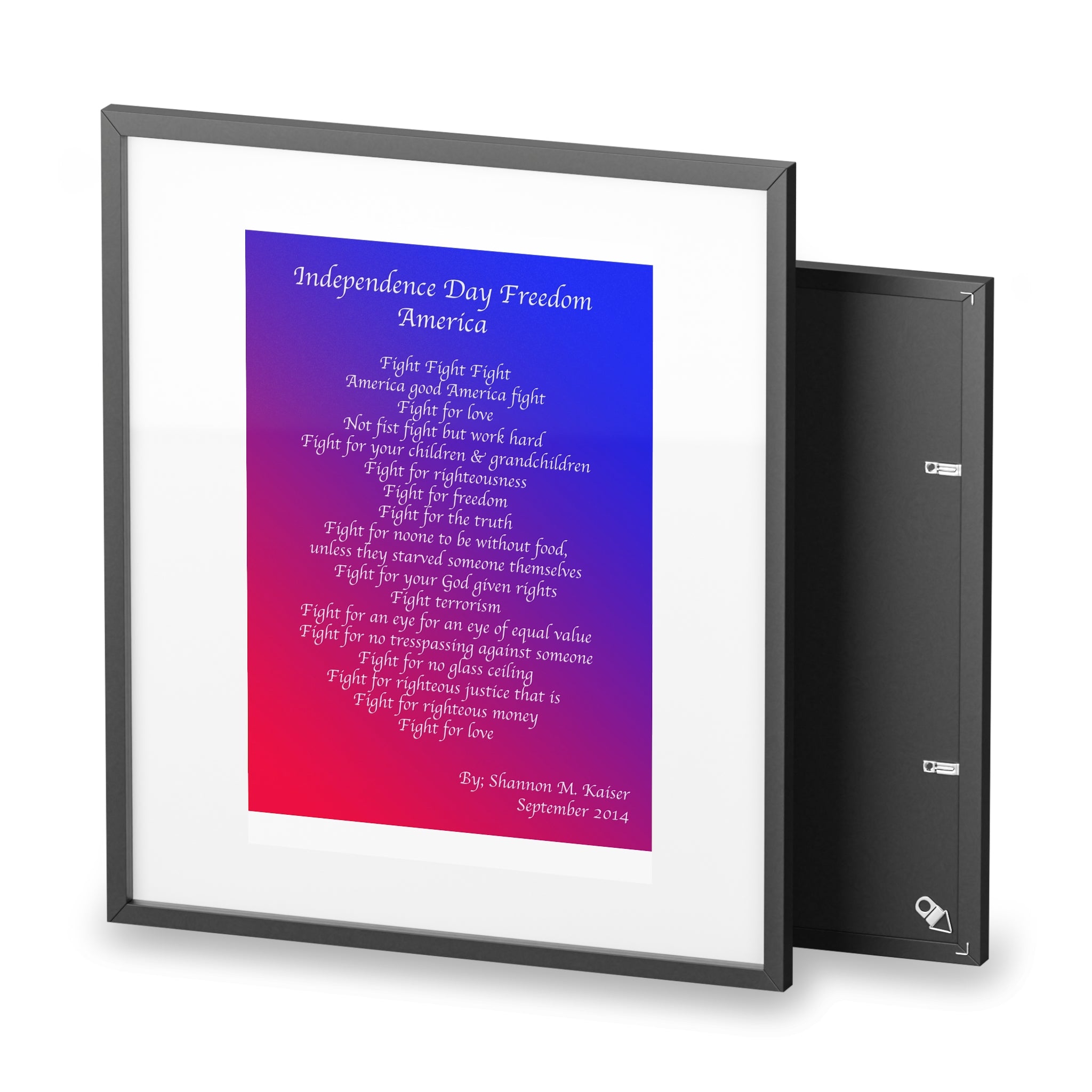 Framed Inspirational Art Print, Independence Day Decor, Motivational Wall Art, Red White Blue Home Decor, American Pride