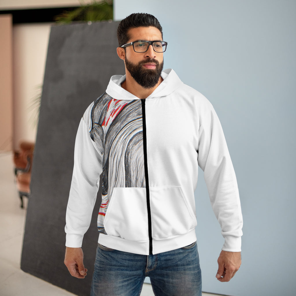 Artistic Unisex Zip Hoodie, Cozy Zip Up, Unique Gift for Her, Fashion Statement, Winter Wardrobe Essential