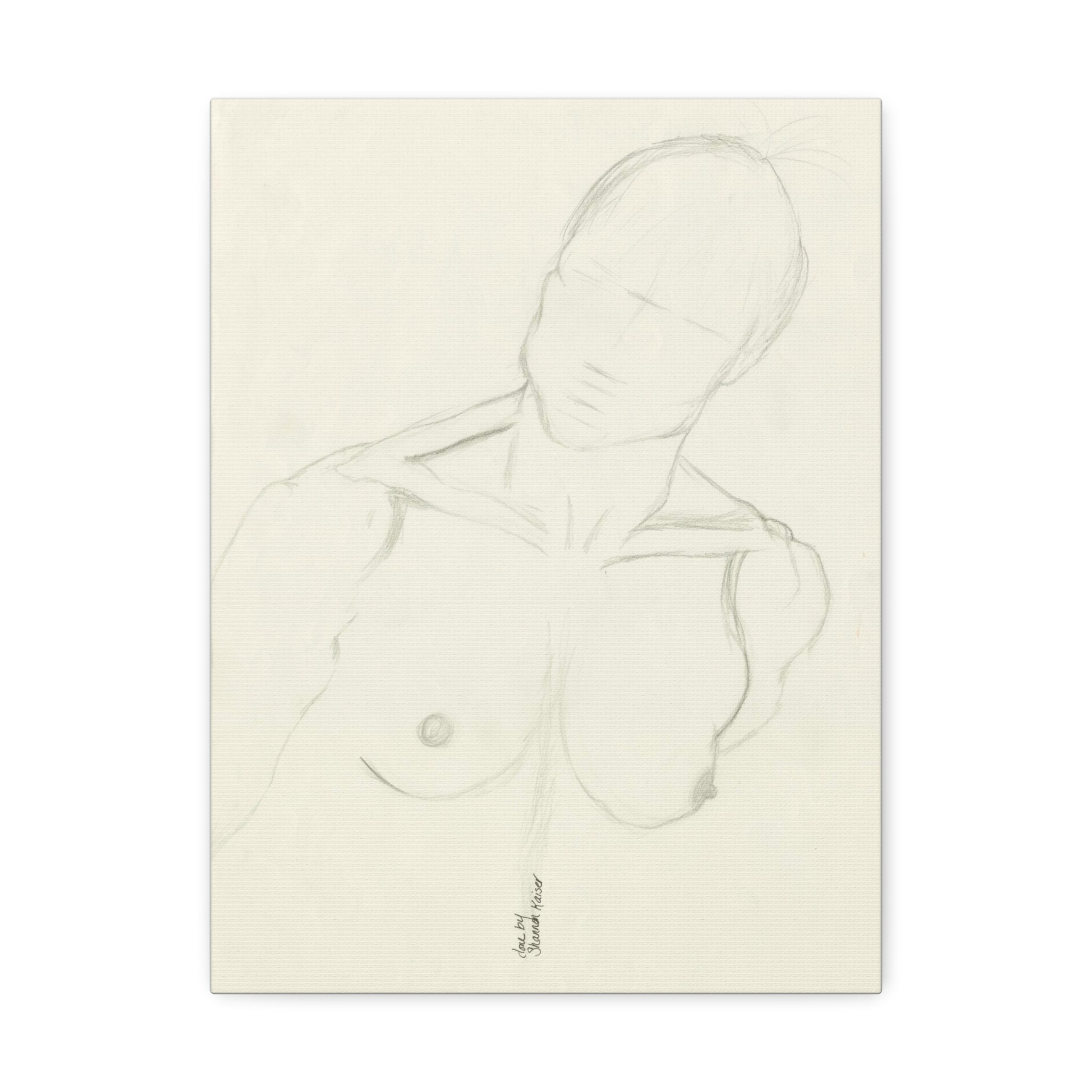 Artistic Male Figure Stretched Canvas, Figure Art Decor, Modern Wall Art, Sketch Art for Home, Minimalist Artwork