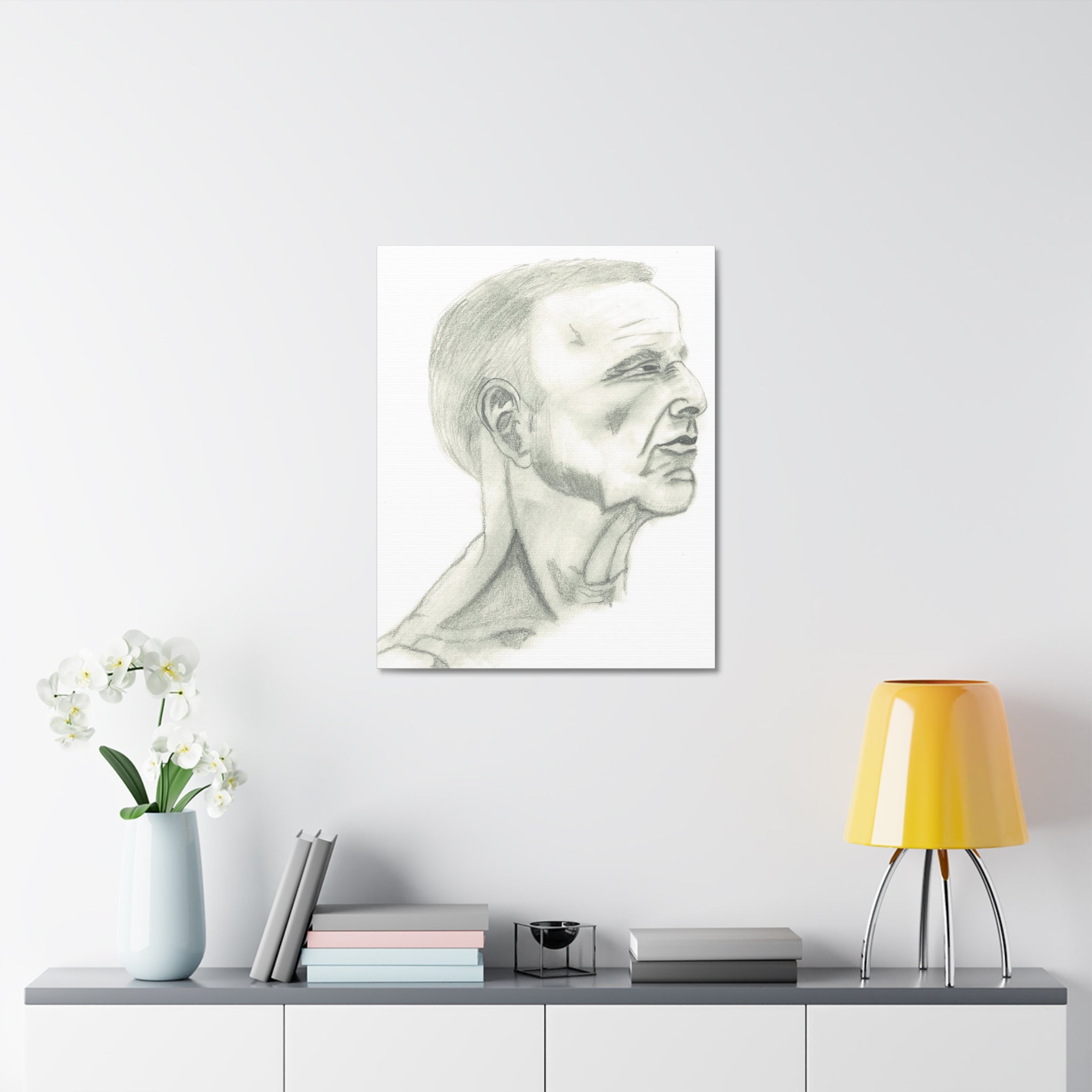 Artistic Stretched Canvas Wall Decor, Contemporary Home Art, Modern Sketched Portrait, Unique Gift for Art Lovers, Masculine Decor