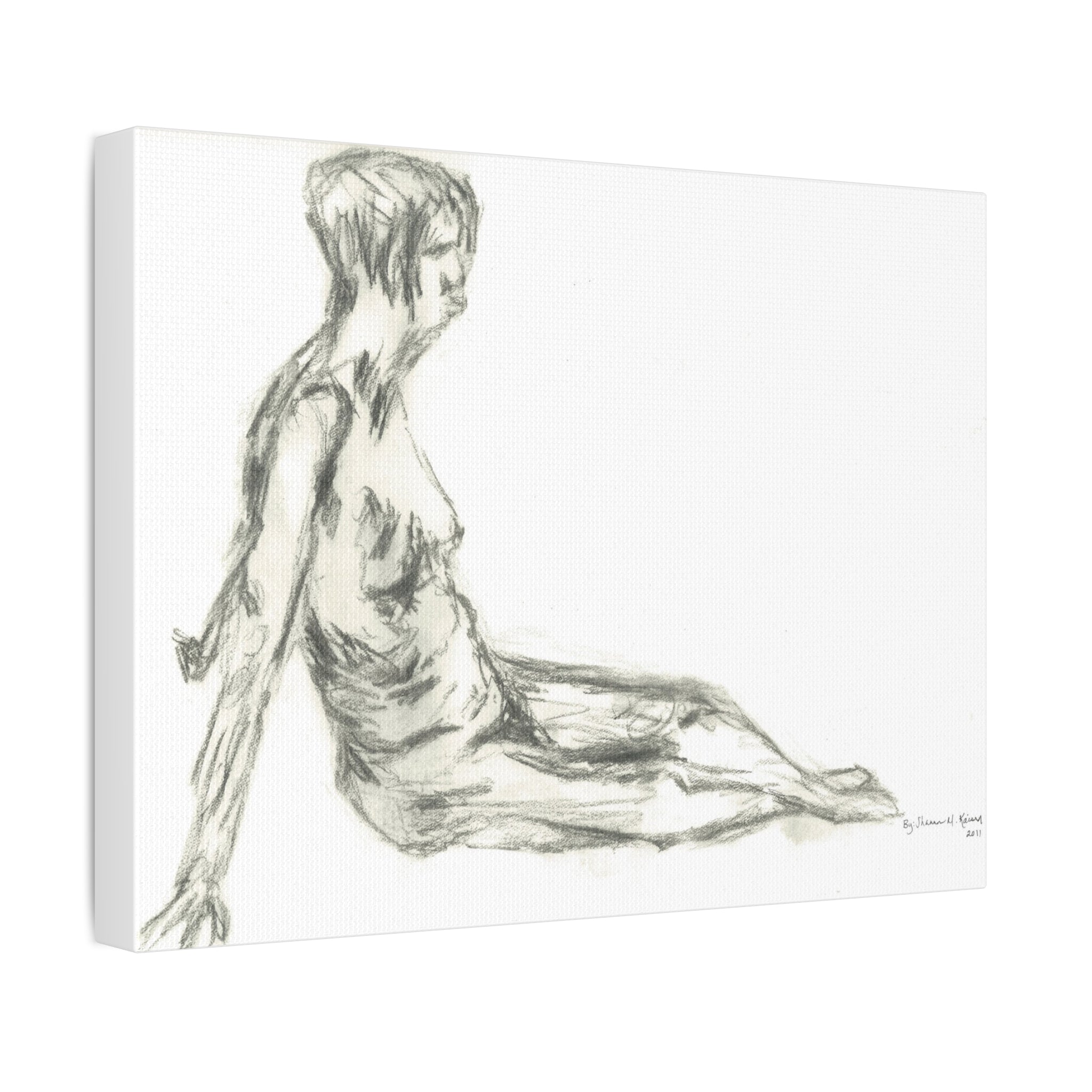 Artistic Stretched Canvas Wall Art, Nude Figure Drawing, Modern Home Decor, Minimalist Art Piece, Unique Gift for Art Lovers
