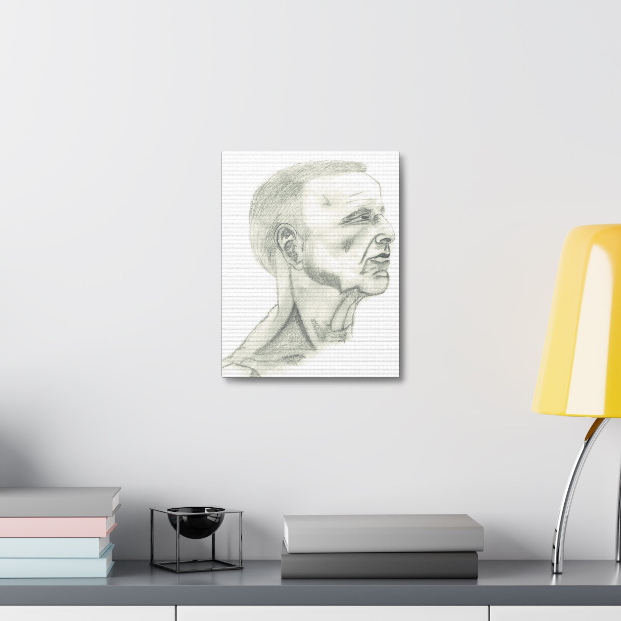 Artistic Stretched Canvas Wall Decor, Contemporary Home Art, Modern Sketched Portrait, Unique Gift for Art Lovers, Masculine Decor