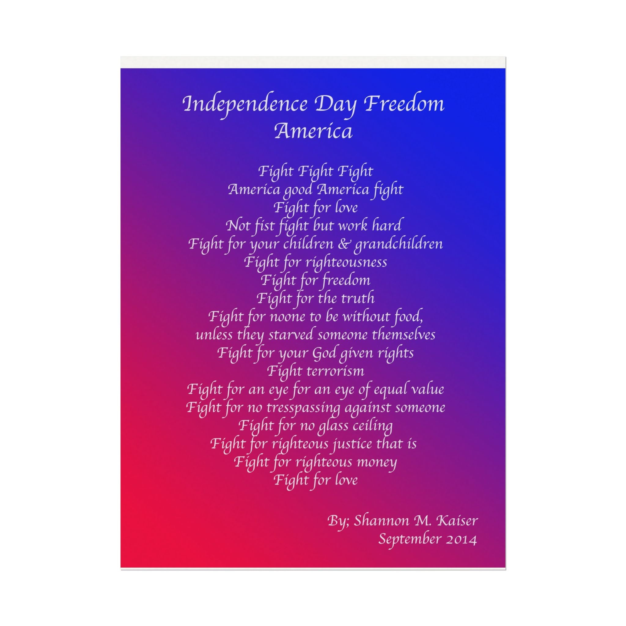 Independence Day Art Print, Patriotic Matte Poster, American Freedom Decor, Inspirational Wall Art, July 4th Gift, Home Office Decoration