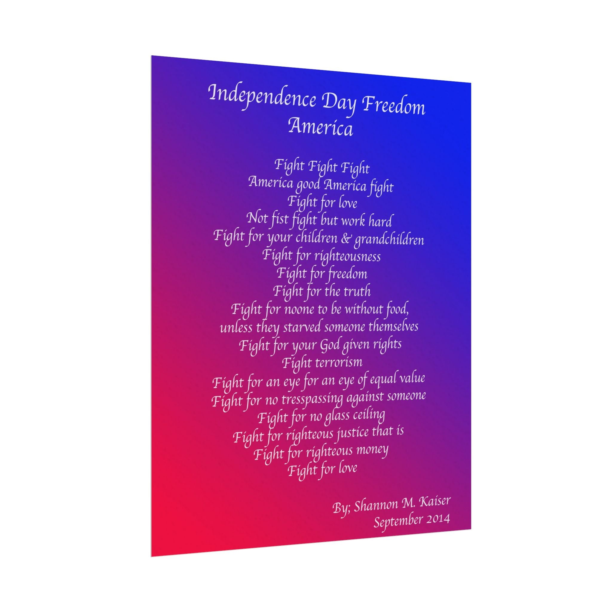 Independence Day Art Print, Patriotic Matte Poster, American Freedom Decor, Inspirational Wall Art, July 4th Gift, Home Office Decoration