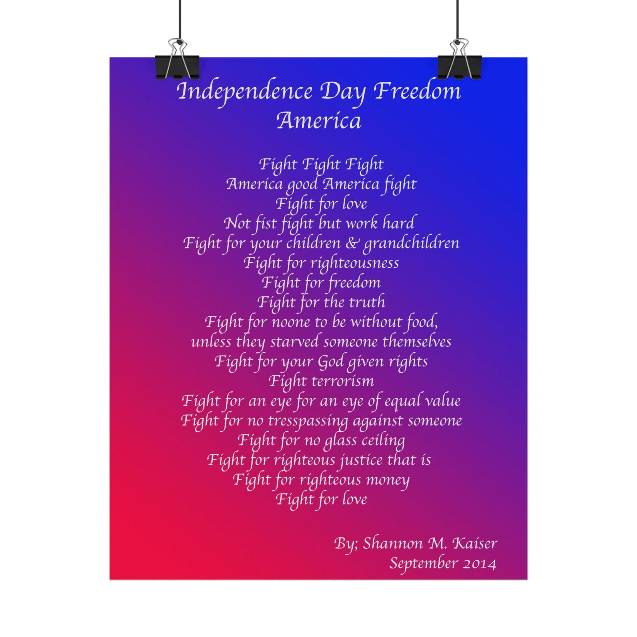 Independence Day Art Print, Patriotic Matte Poster, American Freedom Decor, Inspirational Wall Art, July 4th Gift, Home Office Decoration