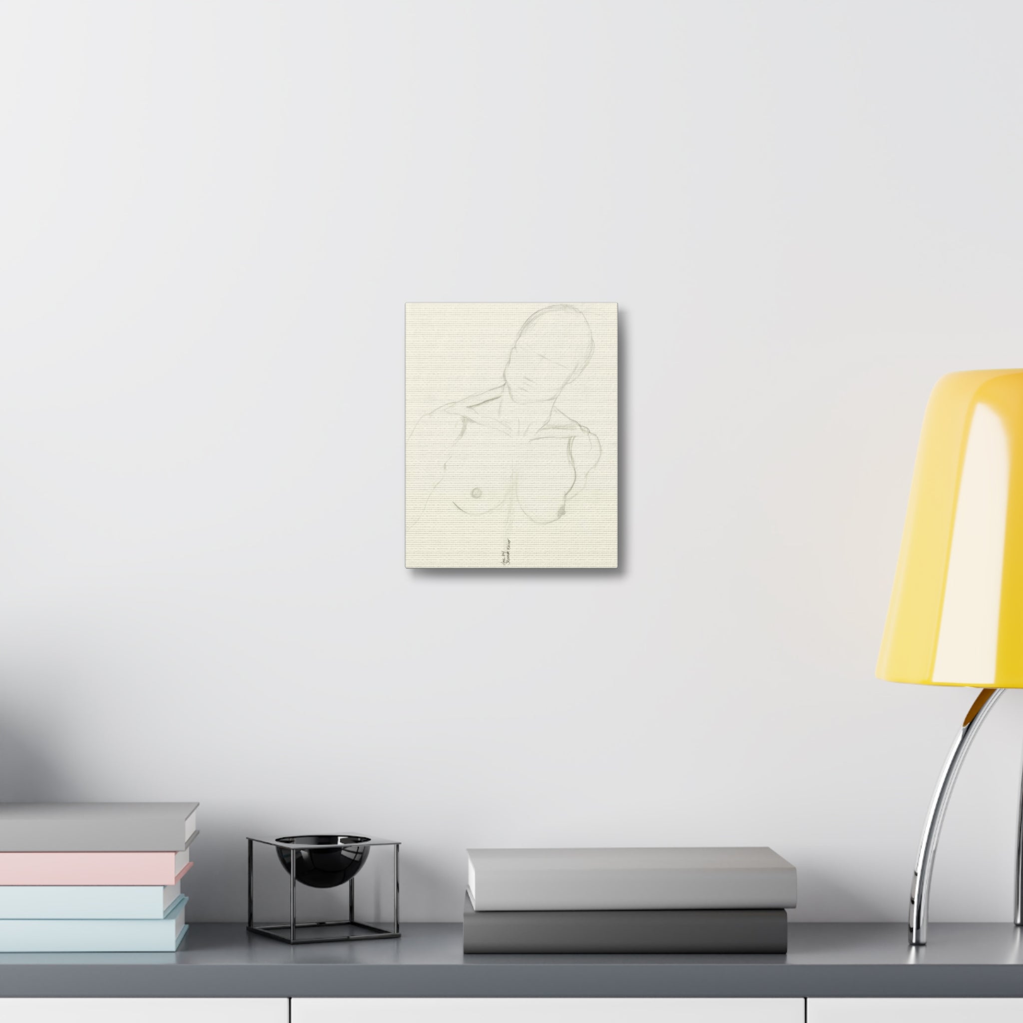Artistic Male Figure Stretched Canvas, Figure Art Decor, Modern Wall Art, Sketch Art for Home, Minimalist Artwork