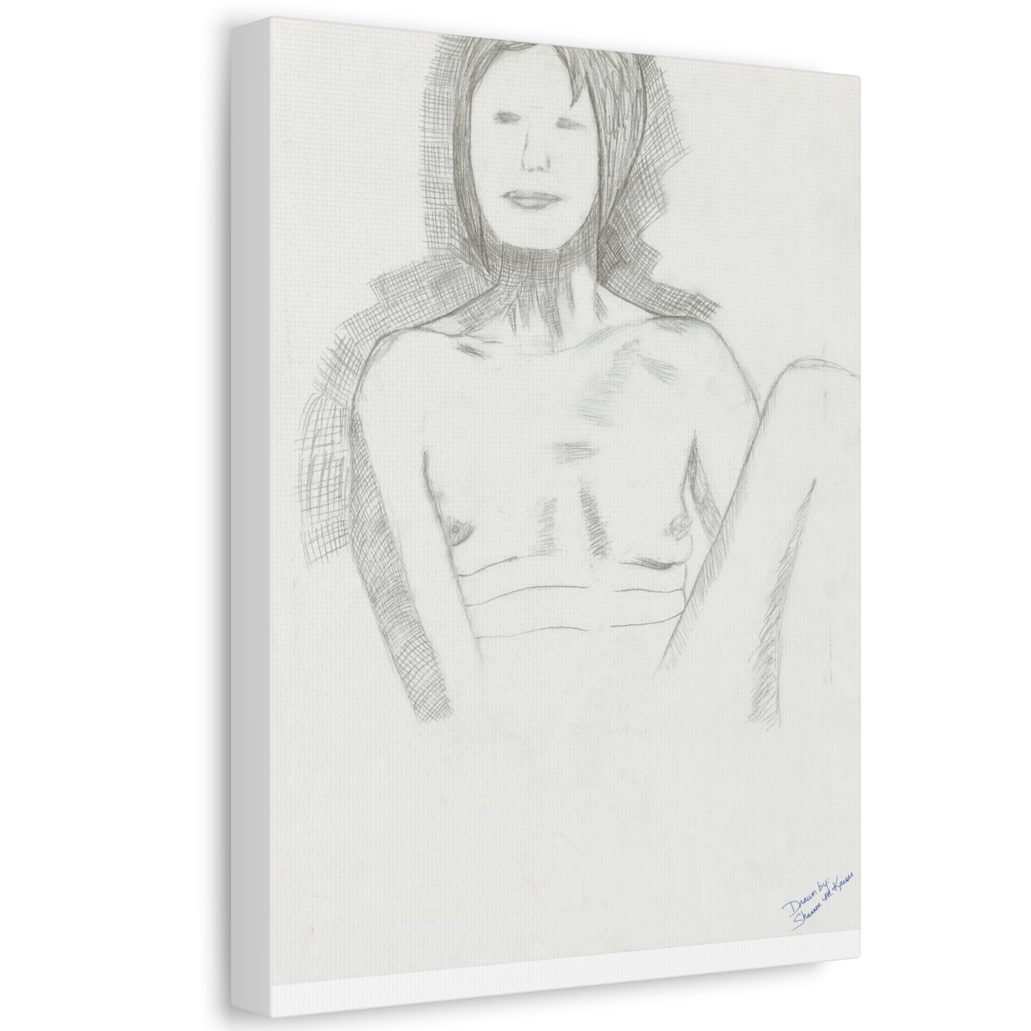 Stylish Stretched Canvas Art Print, Minimalist Home Decor, Abstract Wall Art, Feminine Sketch Artwork, Unique Gift for Art Lovers
