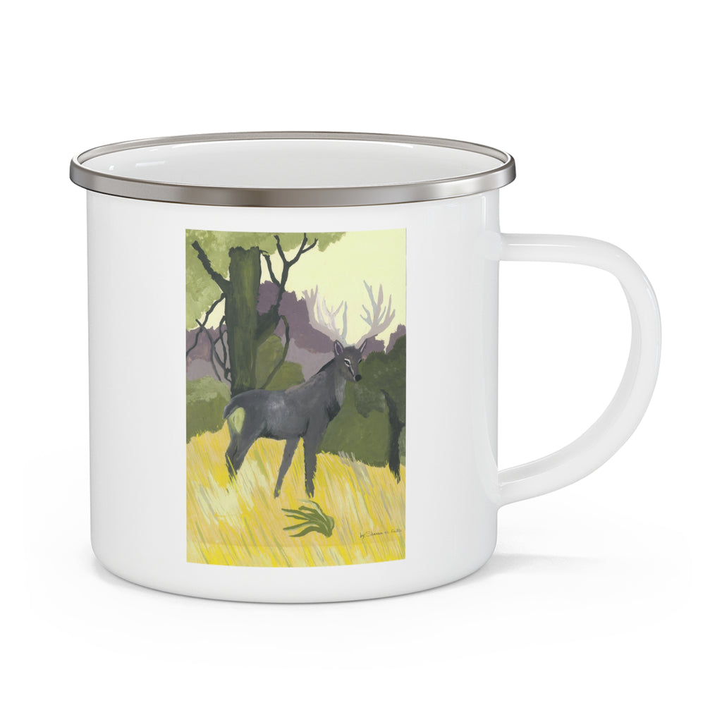 Rustic Enamel Camping Mug - Nature Lover Gift, Outdoor Adventure Cup, Hiking Coffee Mug, Unique Cabin Decor