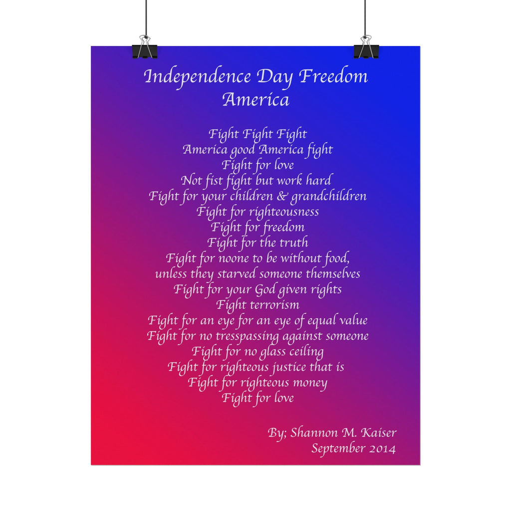 Independence Day Art Print, Patriotic Matte Poster, American Freedom Decor, Inspirational Wall Art, July 4th Gift, Home Office Decoration