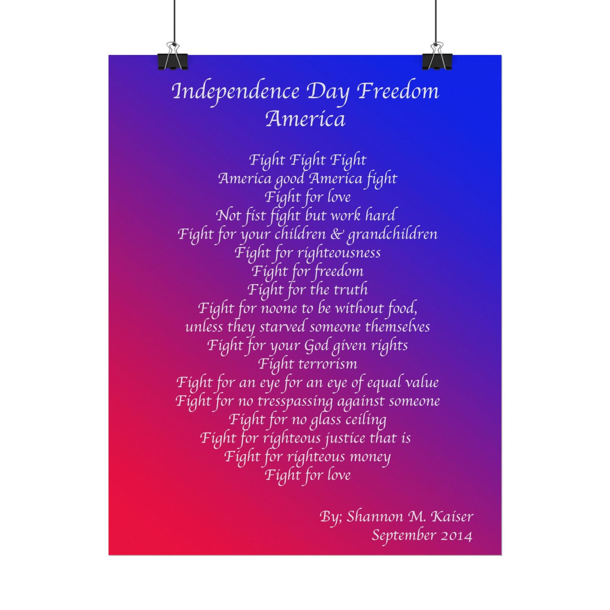 Independence Day Art Print, Patriotic Matte Poster, American Freedom Decor, Inspirational Wall Art, July 4th Gift, Home Office Decoration