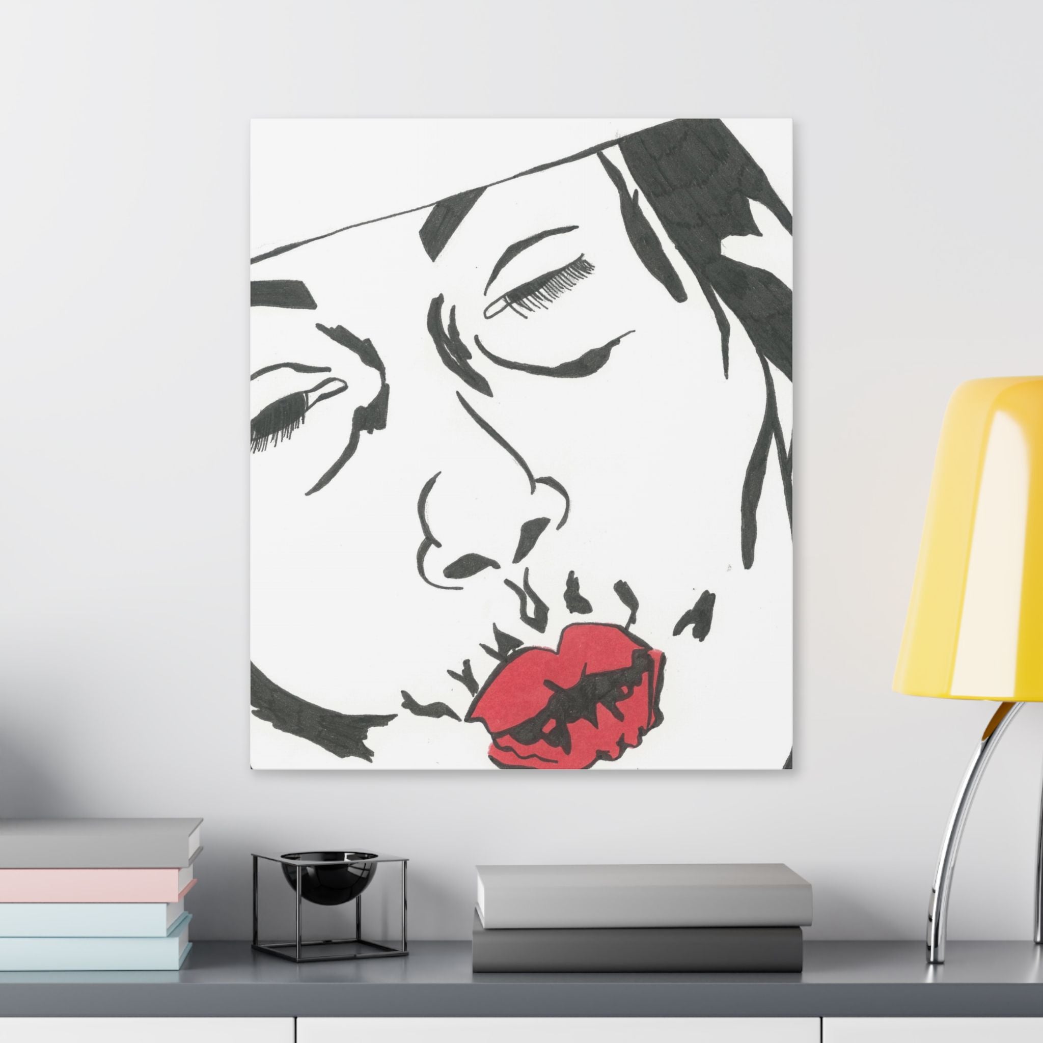 Artistic Lips Canvas Wall Art, Modern Decor, Unique Gift, Home Gallery, Boho Interior, Statement Piece
