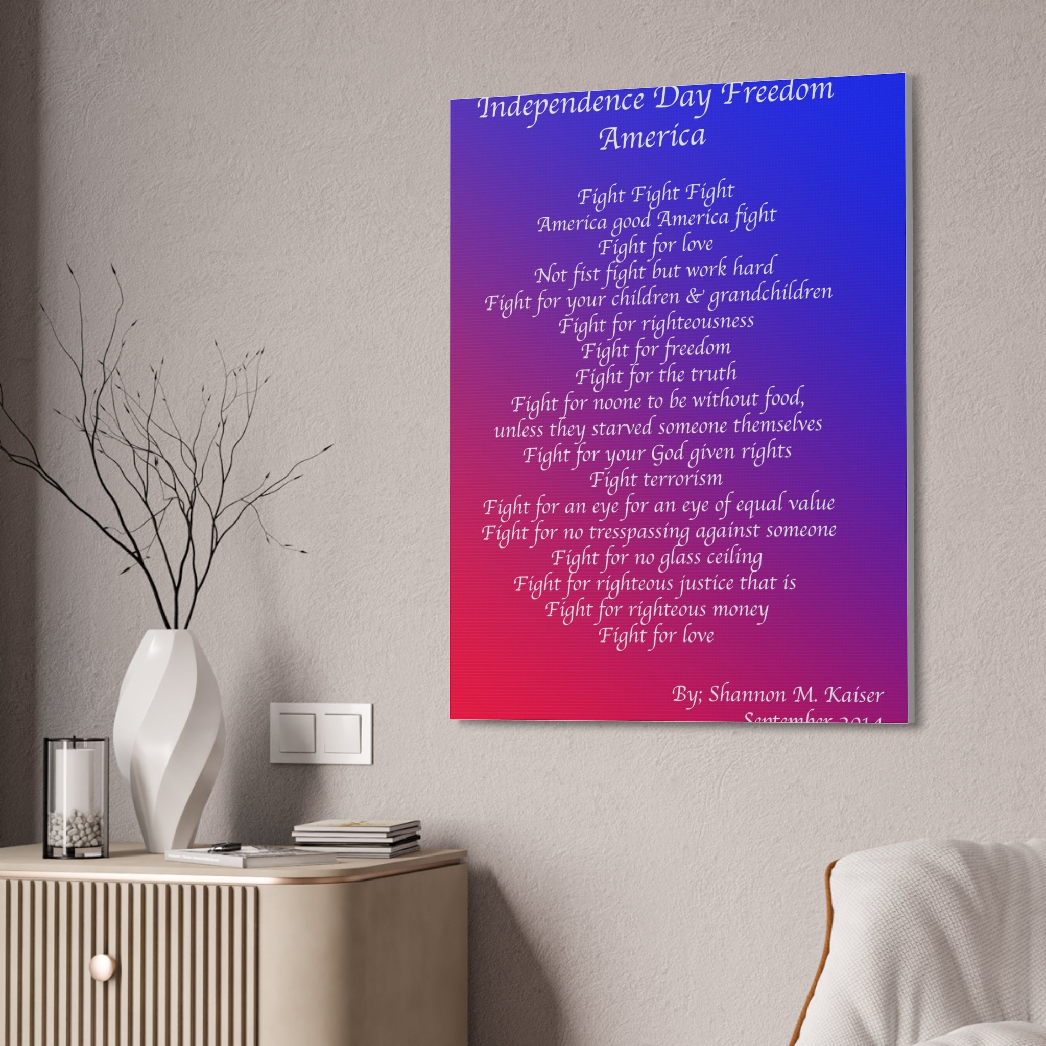 Independence Day Freedom Canvas Art, Patriotic Home Decor, 4th of July Wall Art, Inspirational Quote Print, Gift for Freedom Lovers