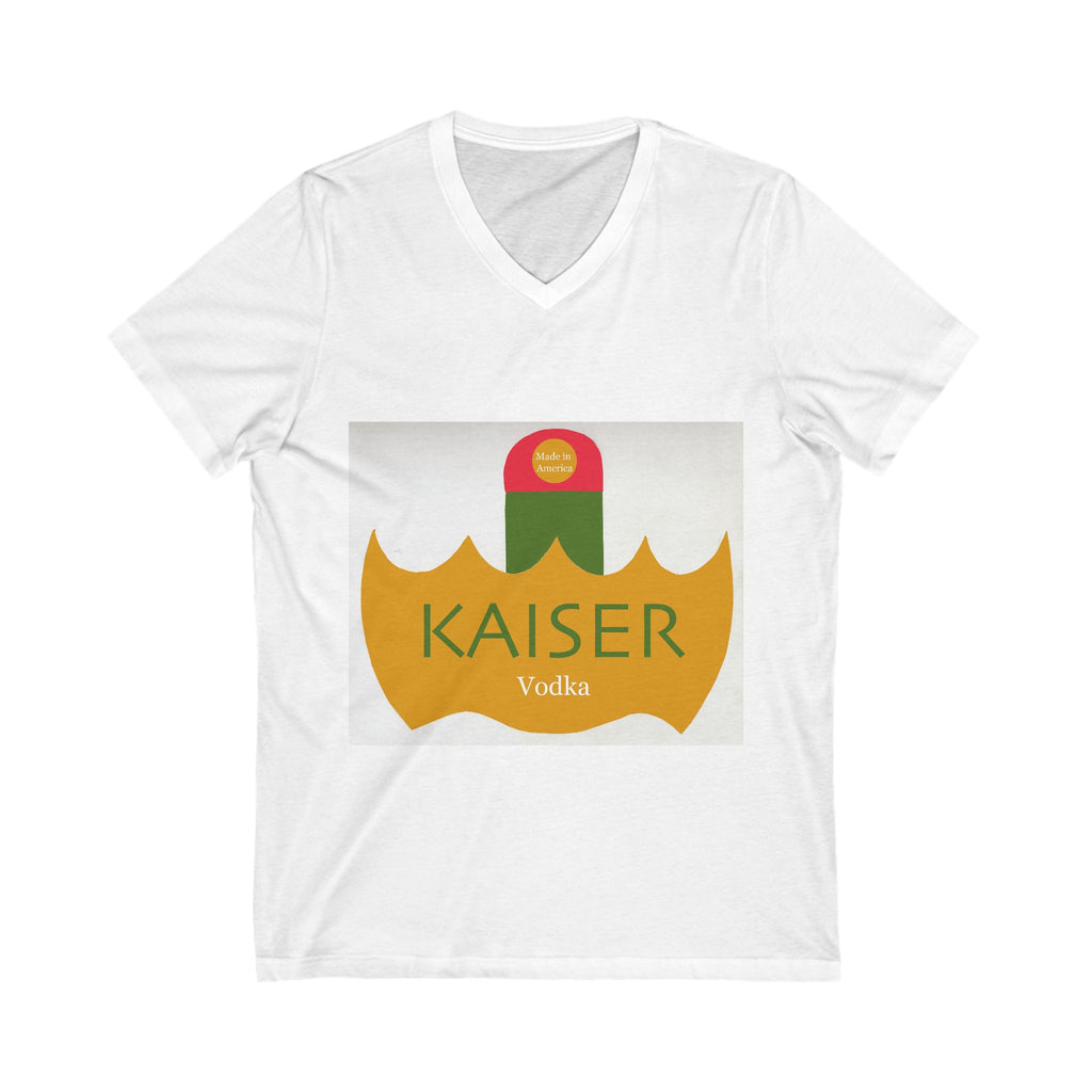 Kaiser Vodka Unisex V-Neck Tee, Cool Casual Graphic Tee, Perfect Gift for Drink Lovers, Party Wear, Summer Style