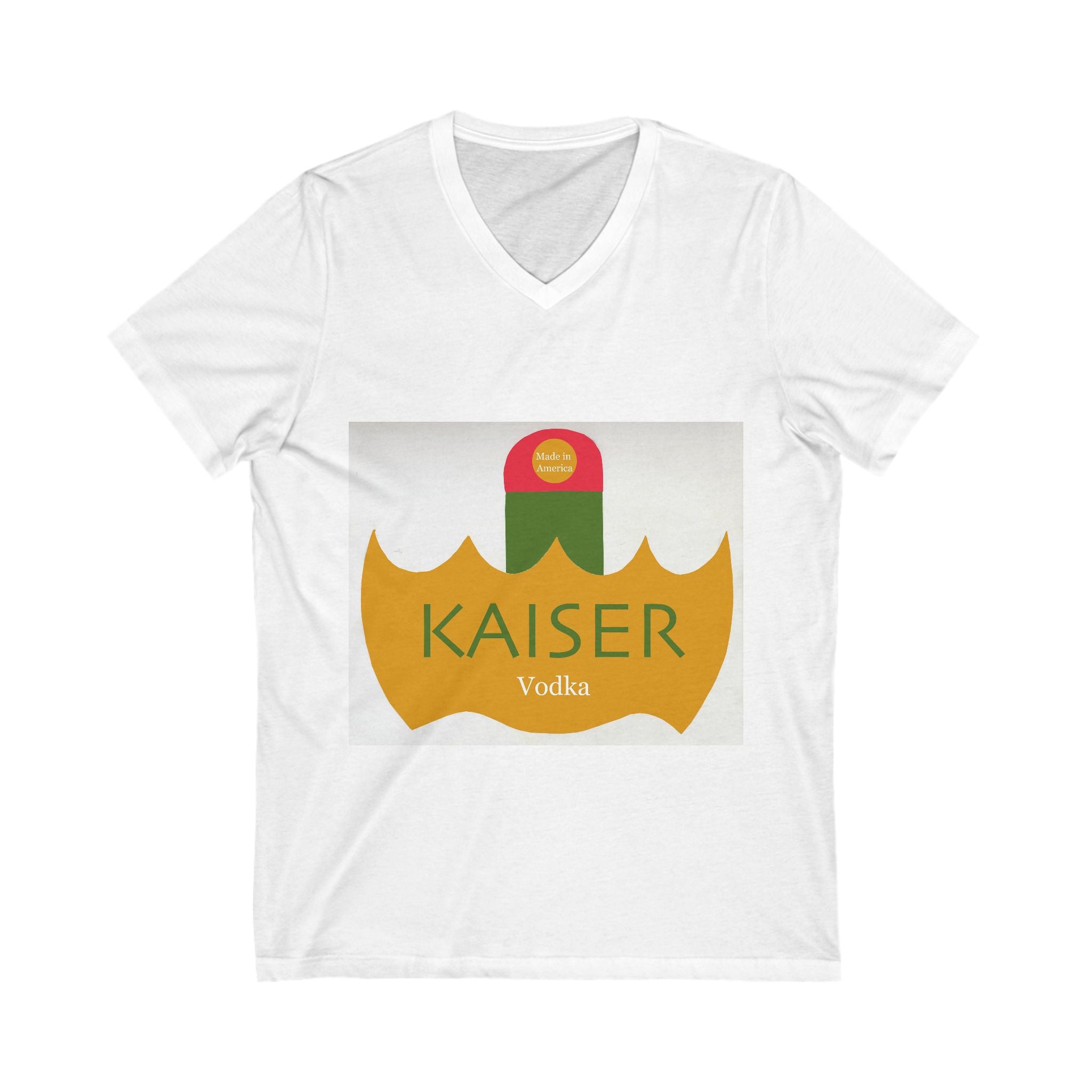 Kaiser Vodka Unisex V-Neck Tee, Cool Casual Graphic Tee, Perfect Gift for Drink Lovers, Party Wear, Summer Style