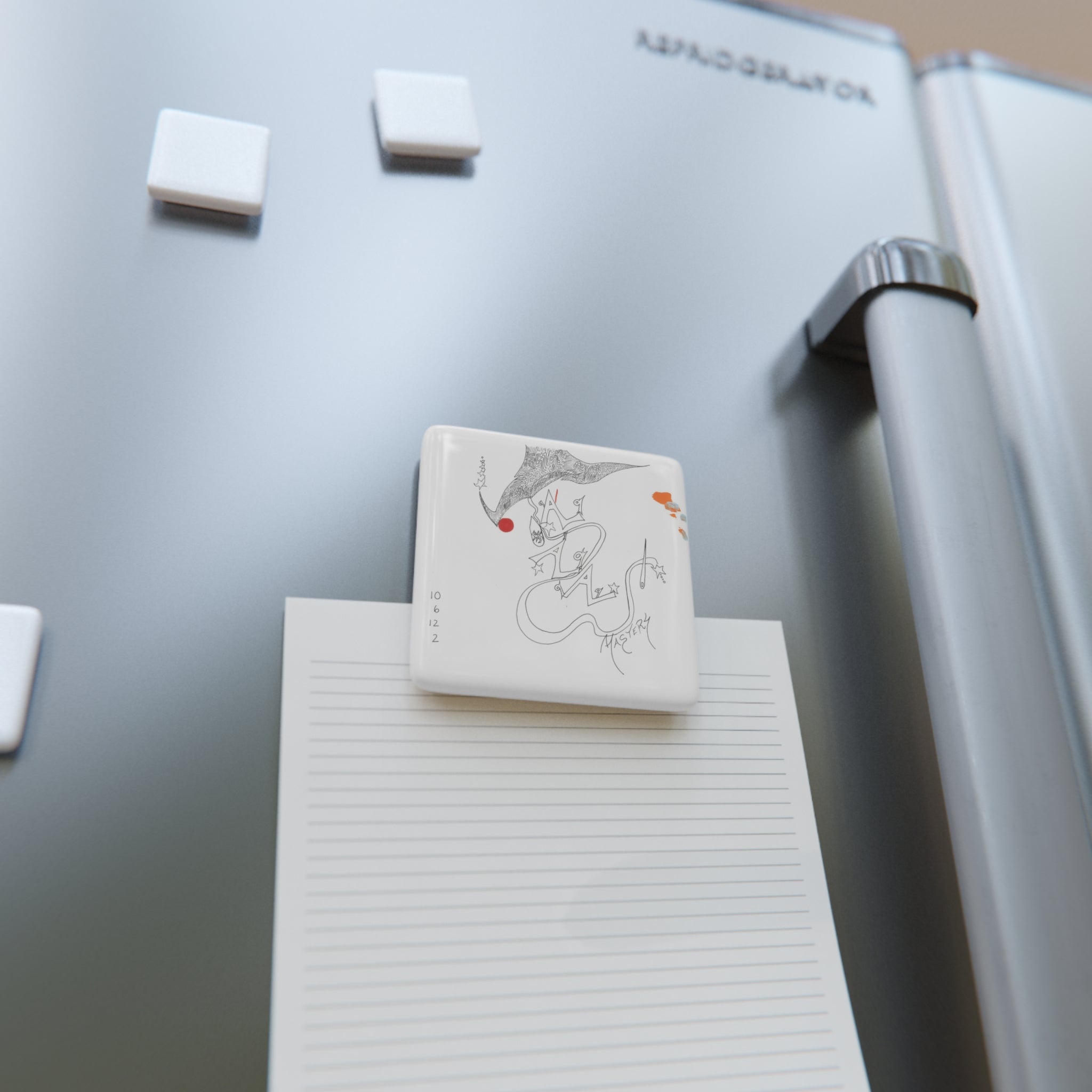 Artistic Porcelain Magnet, Decorative Square Magnet, Modern Home Decor, Unique Gift Idea, Fridge Magnet, Art Lover's Gift