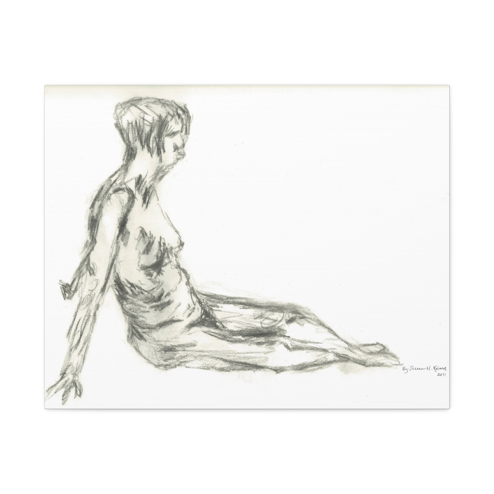 Artistic Stretched Canvas Wall Art, Nude Figure Drawing, Modern Home Decor, Minimalist Art Piece, Unique Gift for Art Lovers