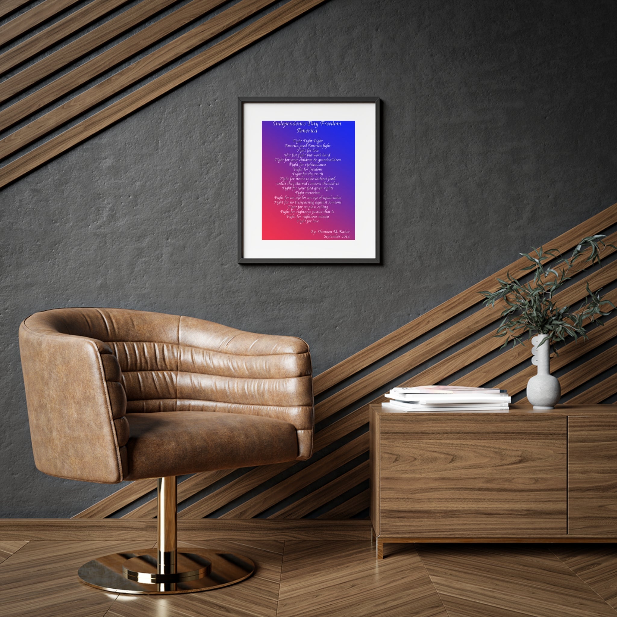 Framed Inspirational Art Print, Independence Day Decor, Motivational Wall Art, Red White Blue Home Decor, American Pride