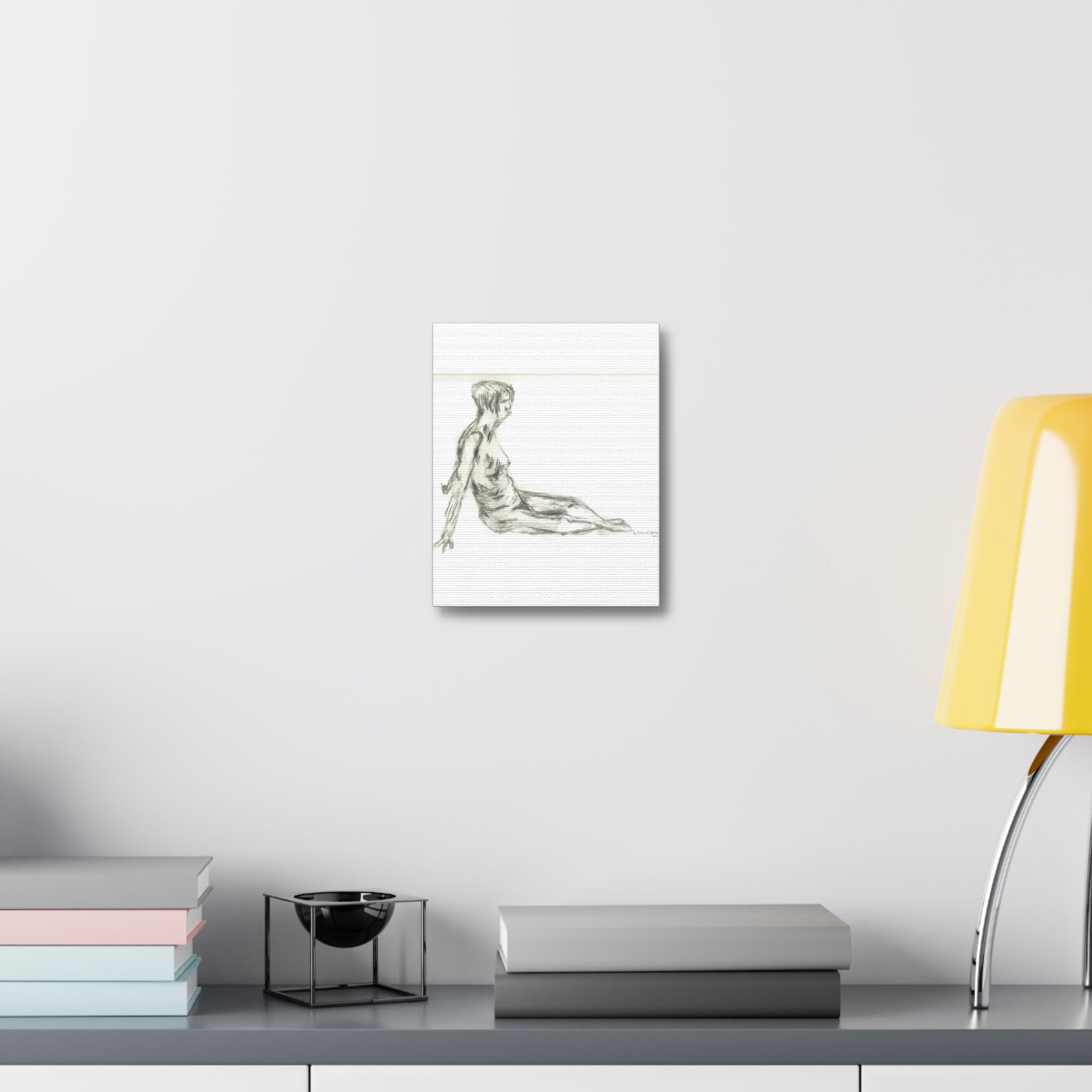 Artistic Stretched Canvas Wall Art, Nude Figure Drawing, Modern Home Decor, Minimalist Art Piece, Unique Gift for Art Lovers