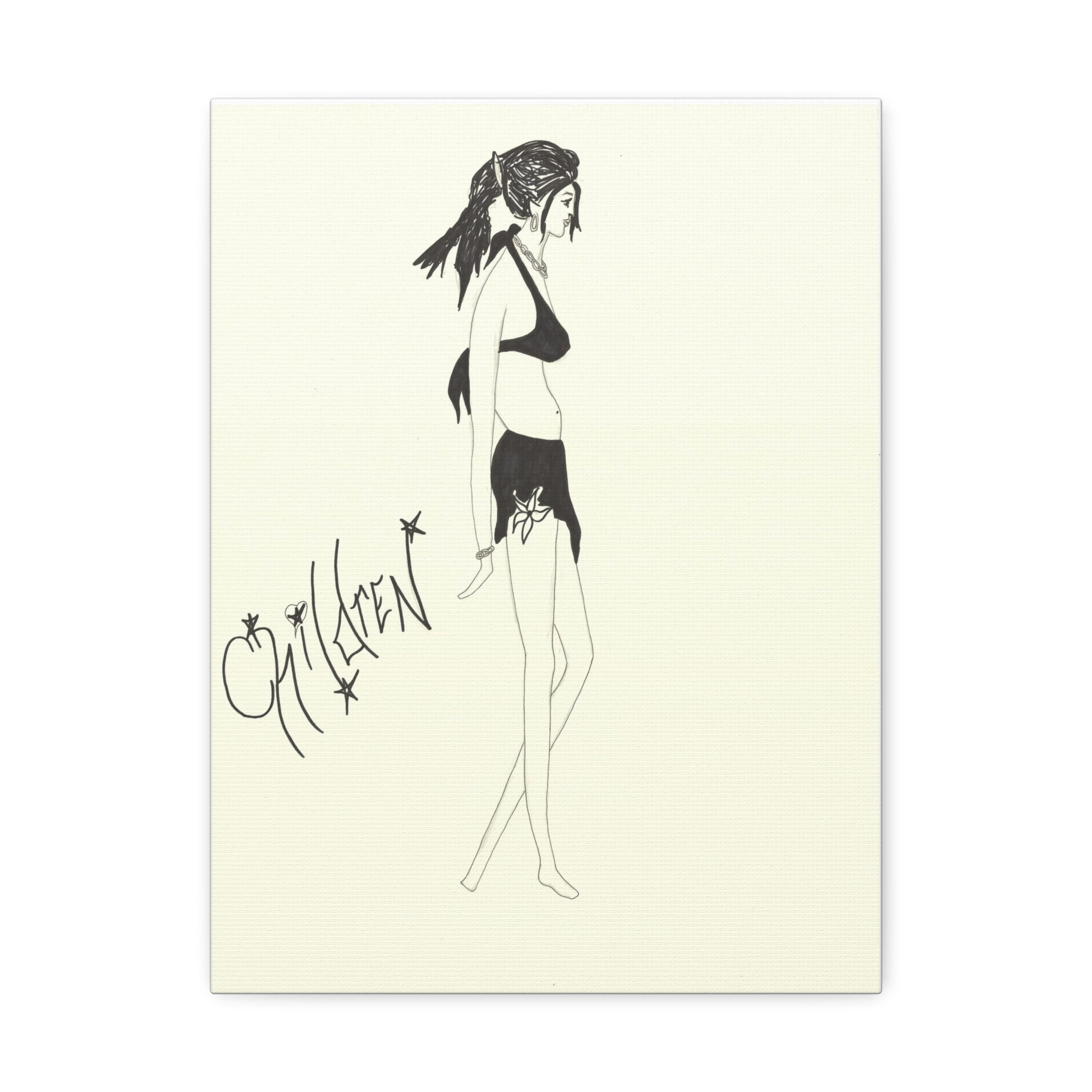 Chic Fashion Stretched Canvas Art Print, Boho Decor, Elegant Home Wall Art, Gift for Fashion Lovers, Modern Art Piece