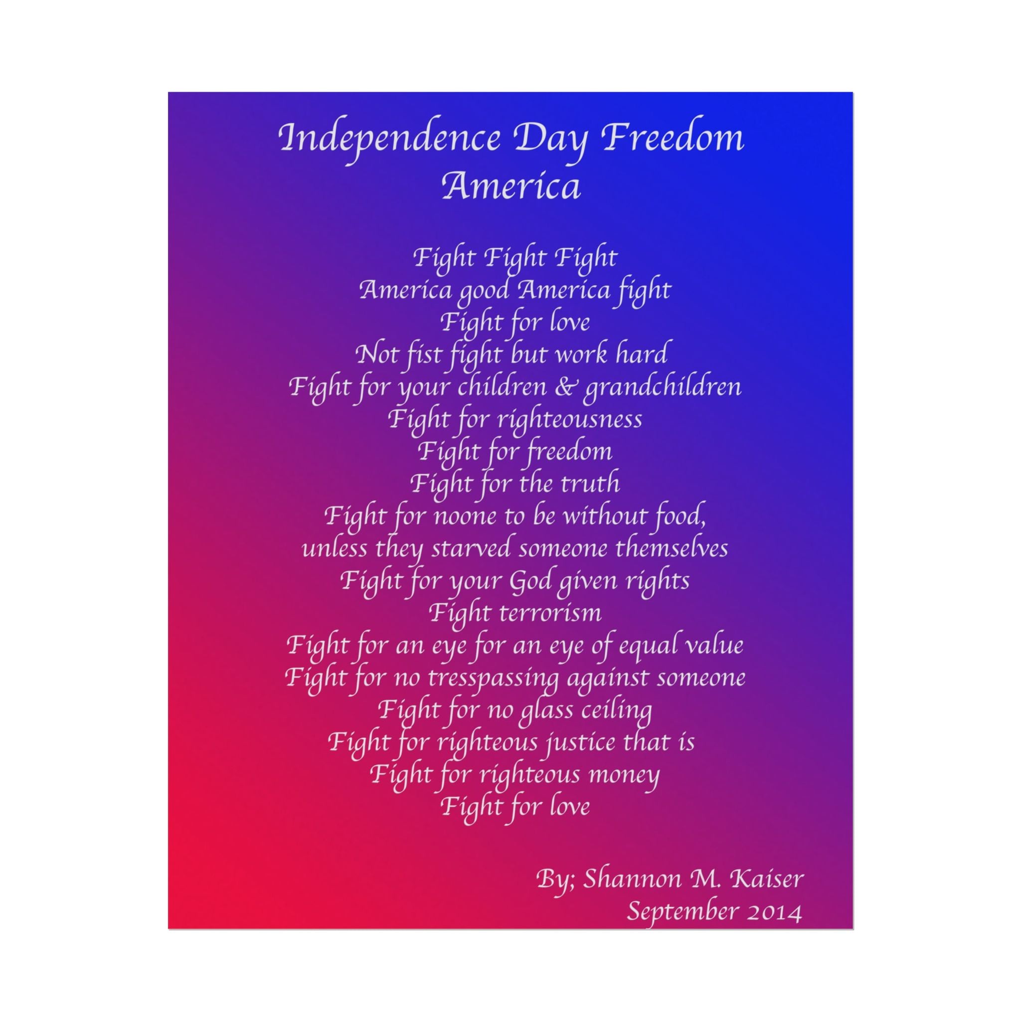 Independence Day Art Print, Patriotic Matte Poster, American Freedom Decor, Inspirational Wall Art, July 4th Gift, Home Office Decoration