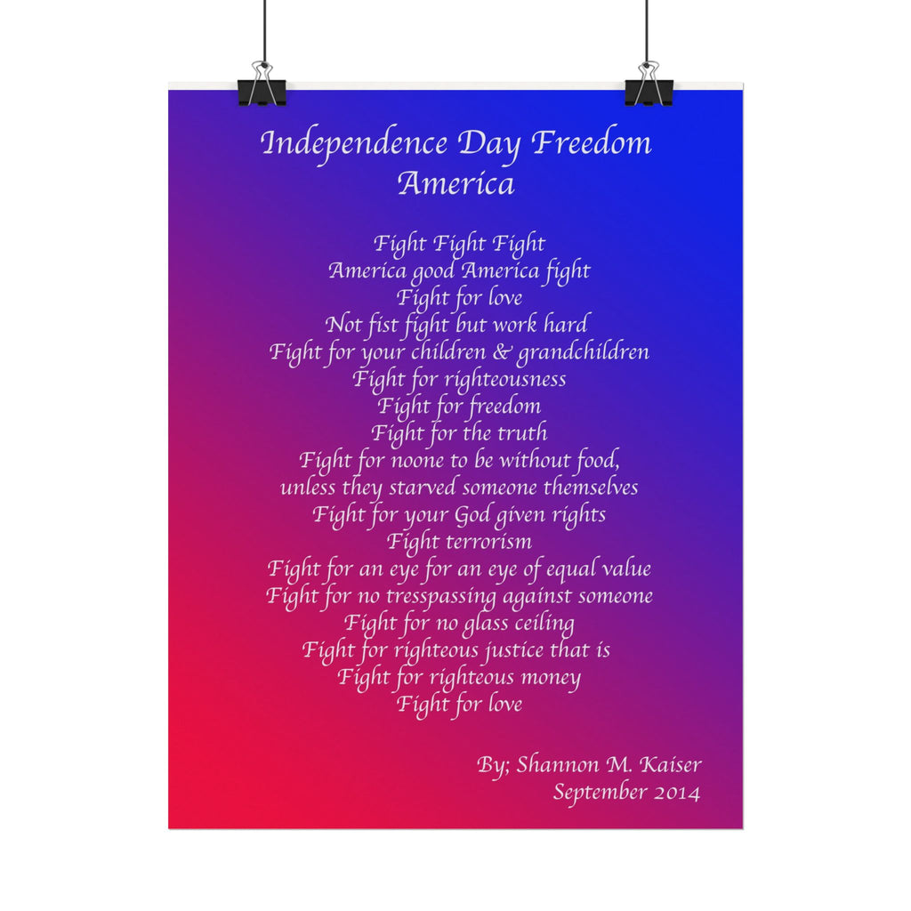 Independence Day Art Print, Patriotic Matte Poster, American Freedom Decor, Inspirational Wall Art, July 4th Gift, Home Office Decoration
