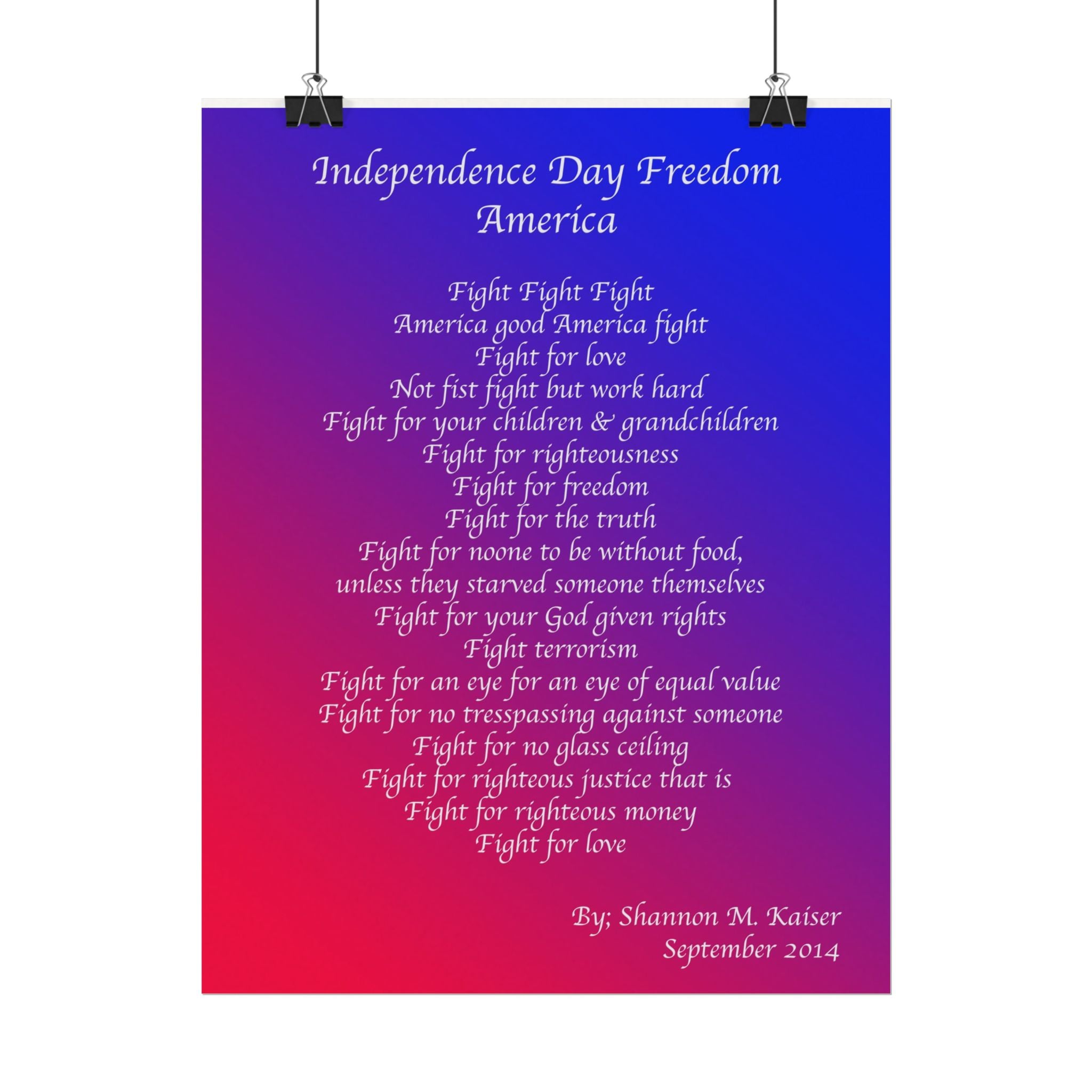 Independence Day Art Print, Patriotic Matte Poster, American Freedom Decor, Inspirational Wall Art, July 4th Gift, Home Office Decoration