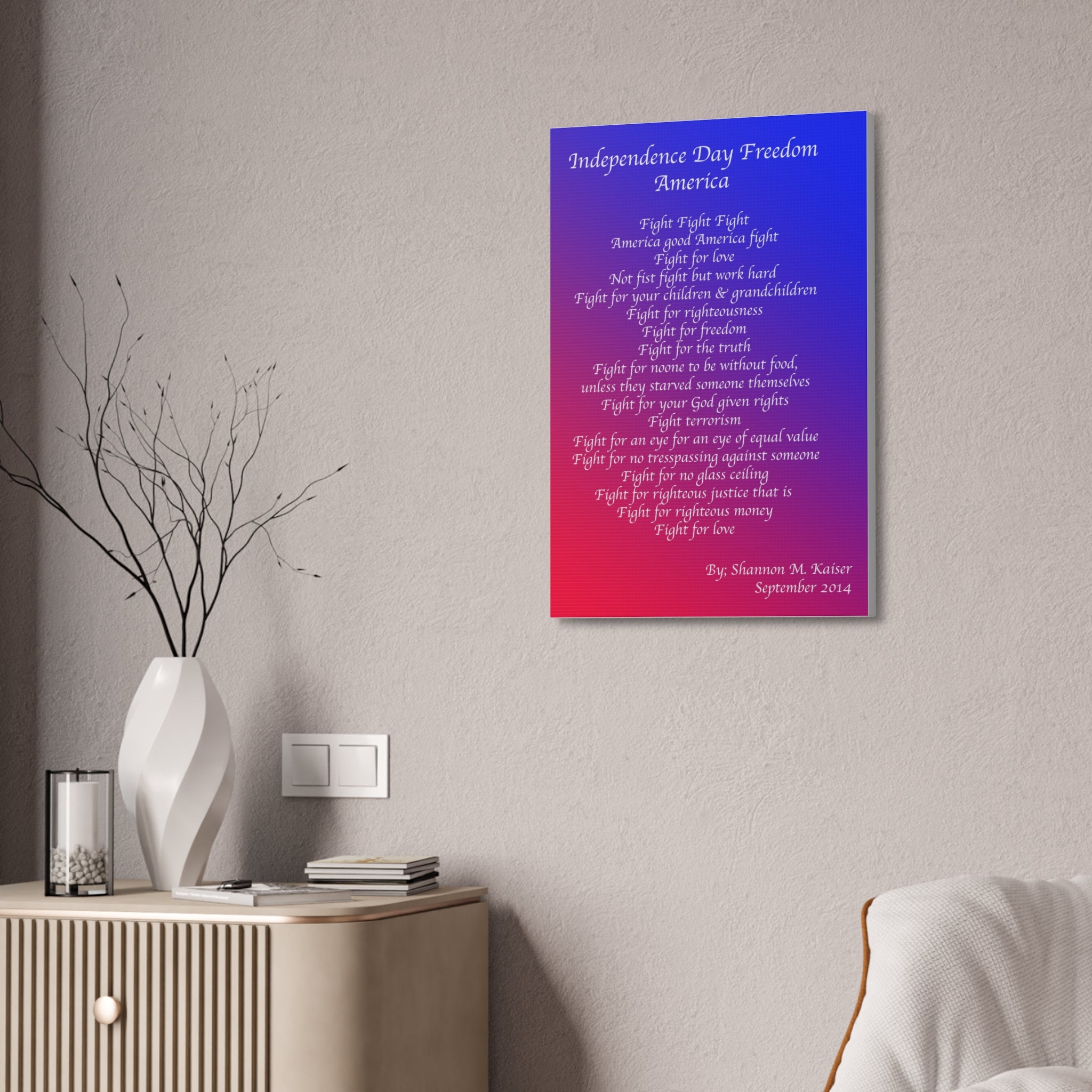 Independence Day Freedom Canvas Art, Patriotic Home Decor, 4th of July Wall Art, Inspirational Quote Print, Gift for Freedom Lovers