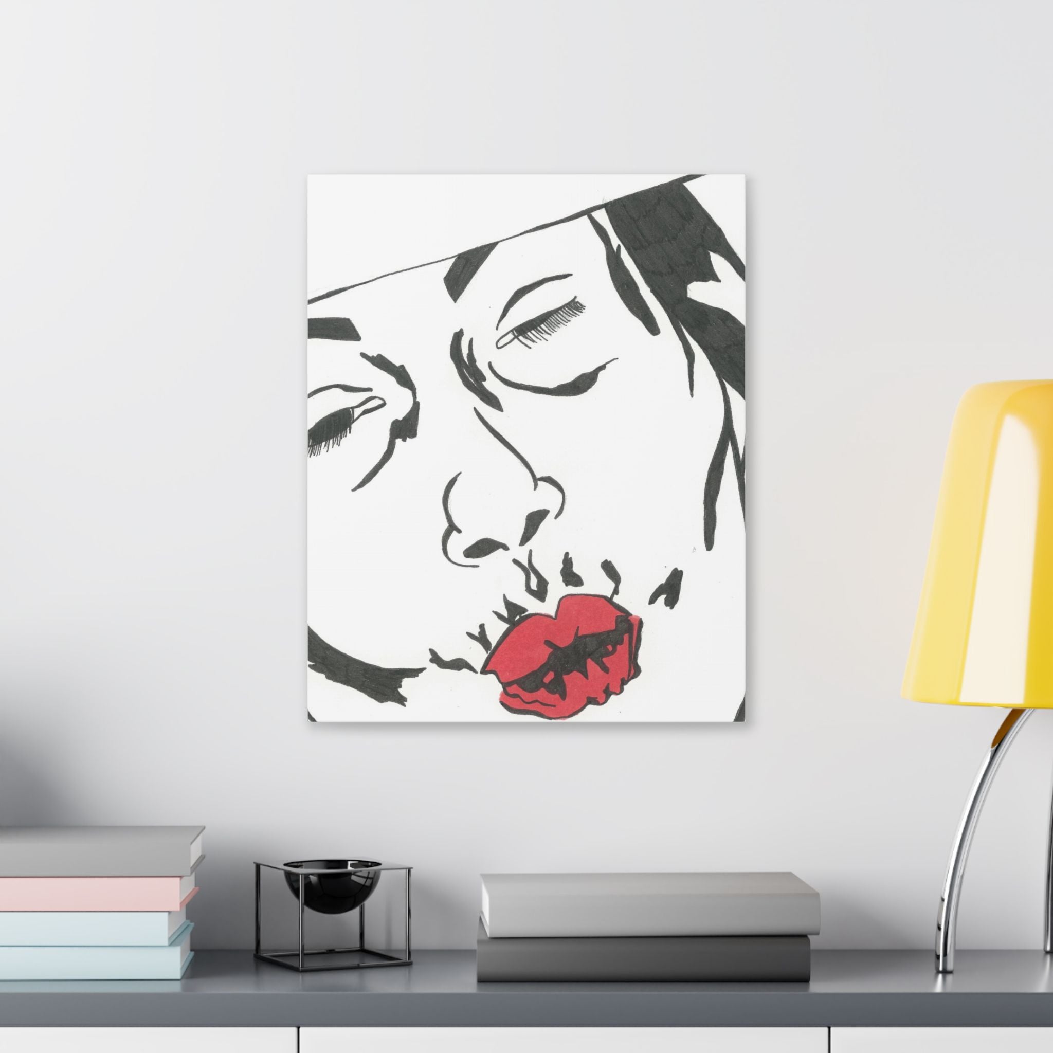 Artistic Lips Canvas Wall Art, Modern Decor, Unique Gift, Home Gallery, Boho Interior, Statement Piece