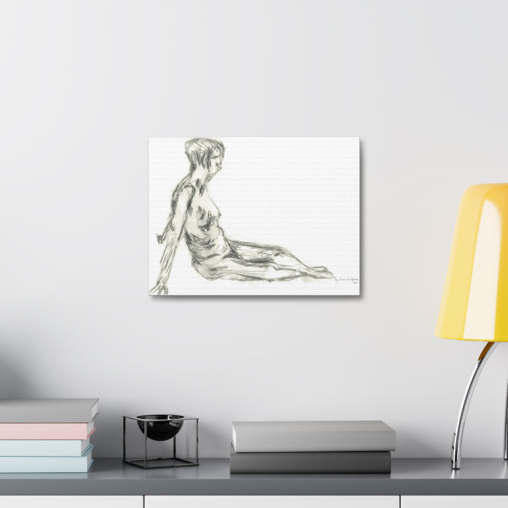 Artistic Stretched Canvas Wall Art, Nude Figure Drawing, Modern Home Decor, Minimalist Art Piece, Unique Gift for Art Lovers