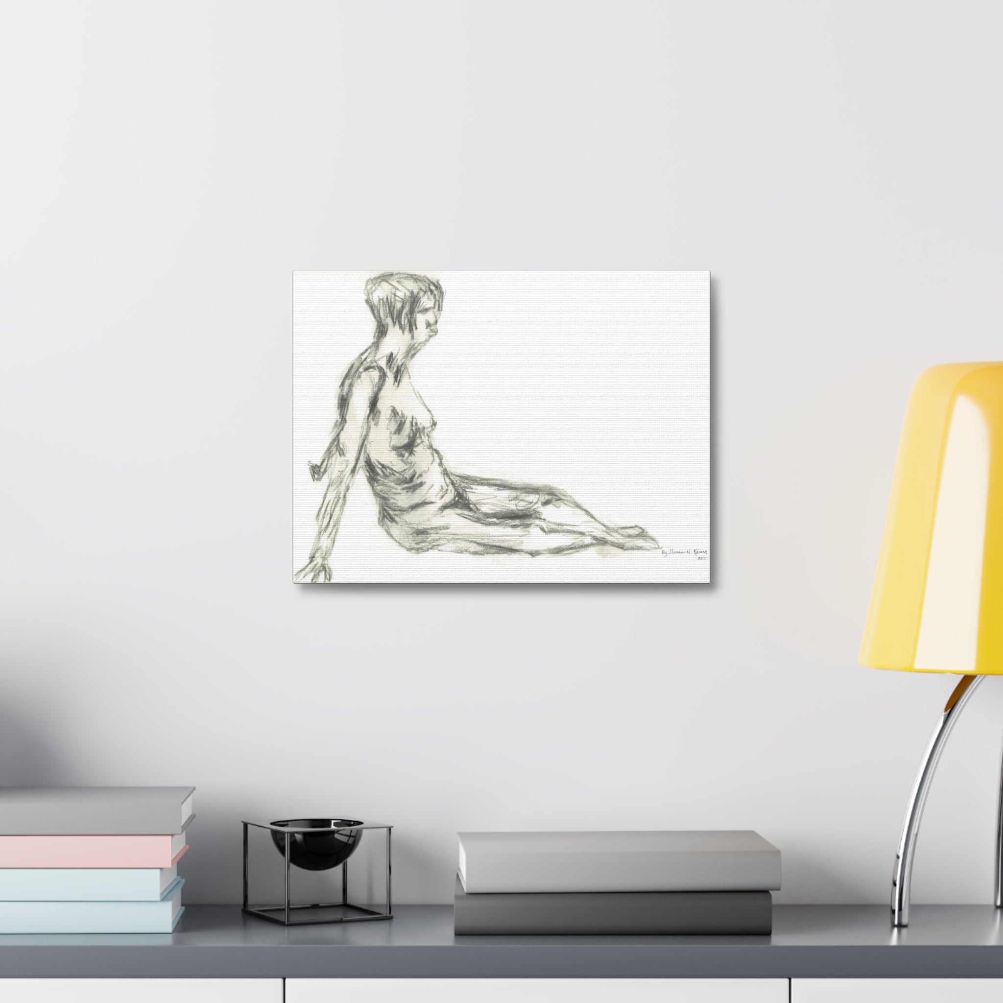 Artistic Stretched Canvas Wall Art, Nude Figure Drawing, Modern Home Decor, Minimalist Art Piece, Unique Gift for Art Lovers