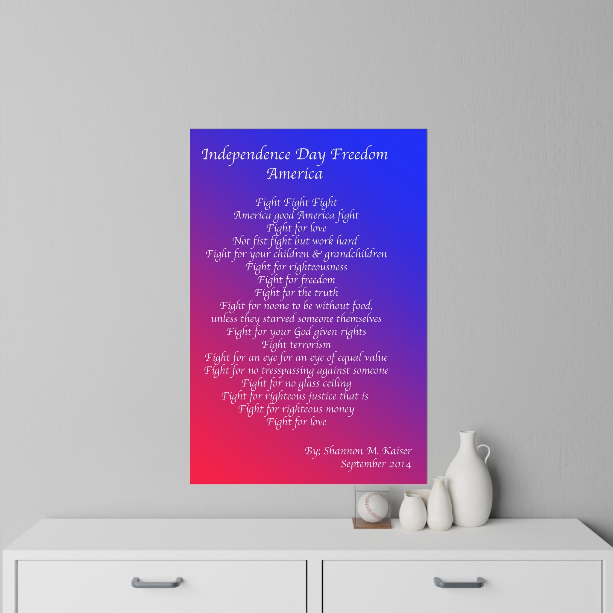 Patriotic Wall Decals for Independence Day, Inspirational Home Decor, Freedom Quotes, Red White Blue Art, USA Wall Art