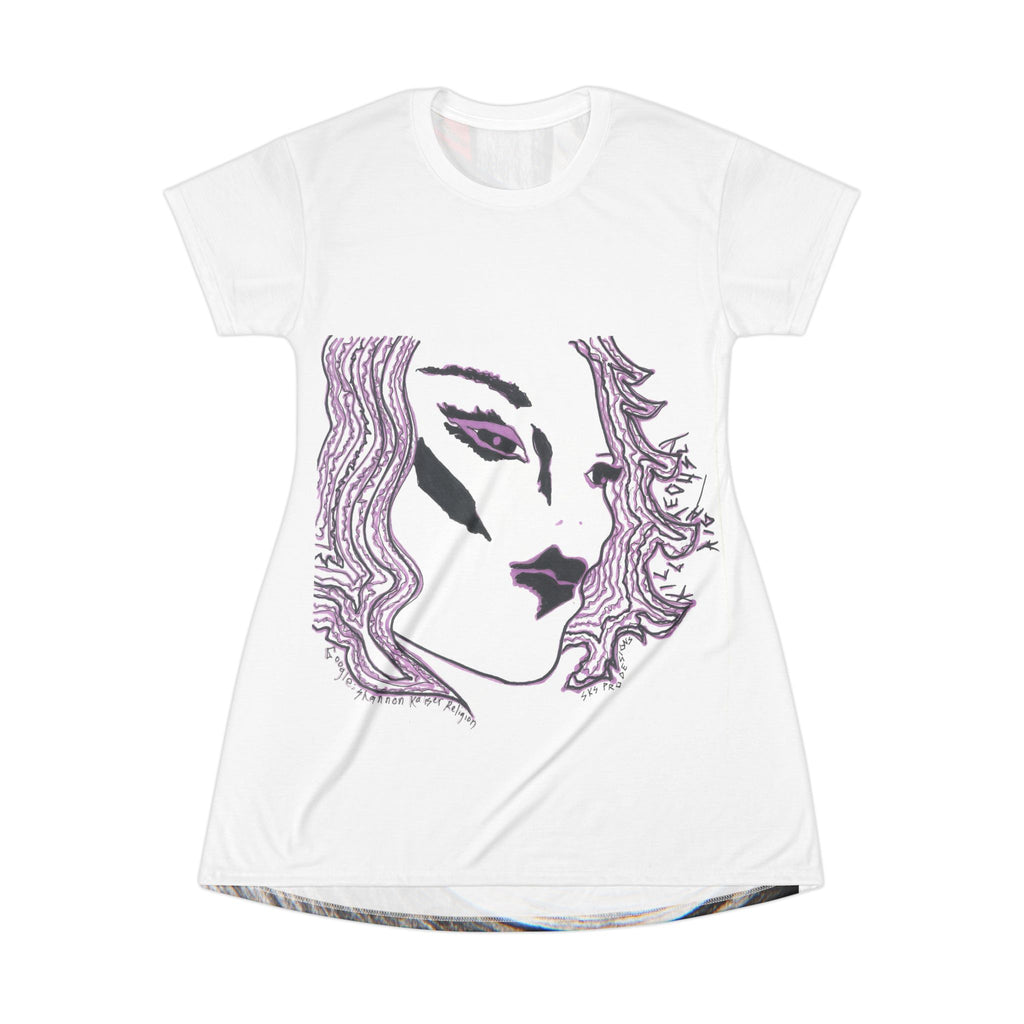 Artistic Short Sleeve T-Shirt Dress with Unique Designs, Casual Wear, Summer Fashion, Gift for Artists, Trendy Outfit