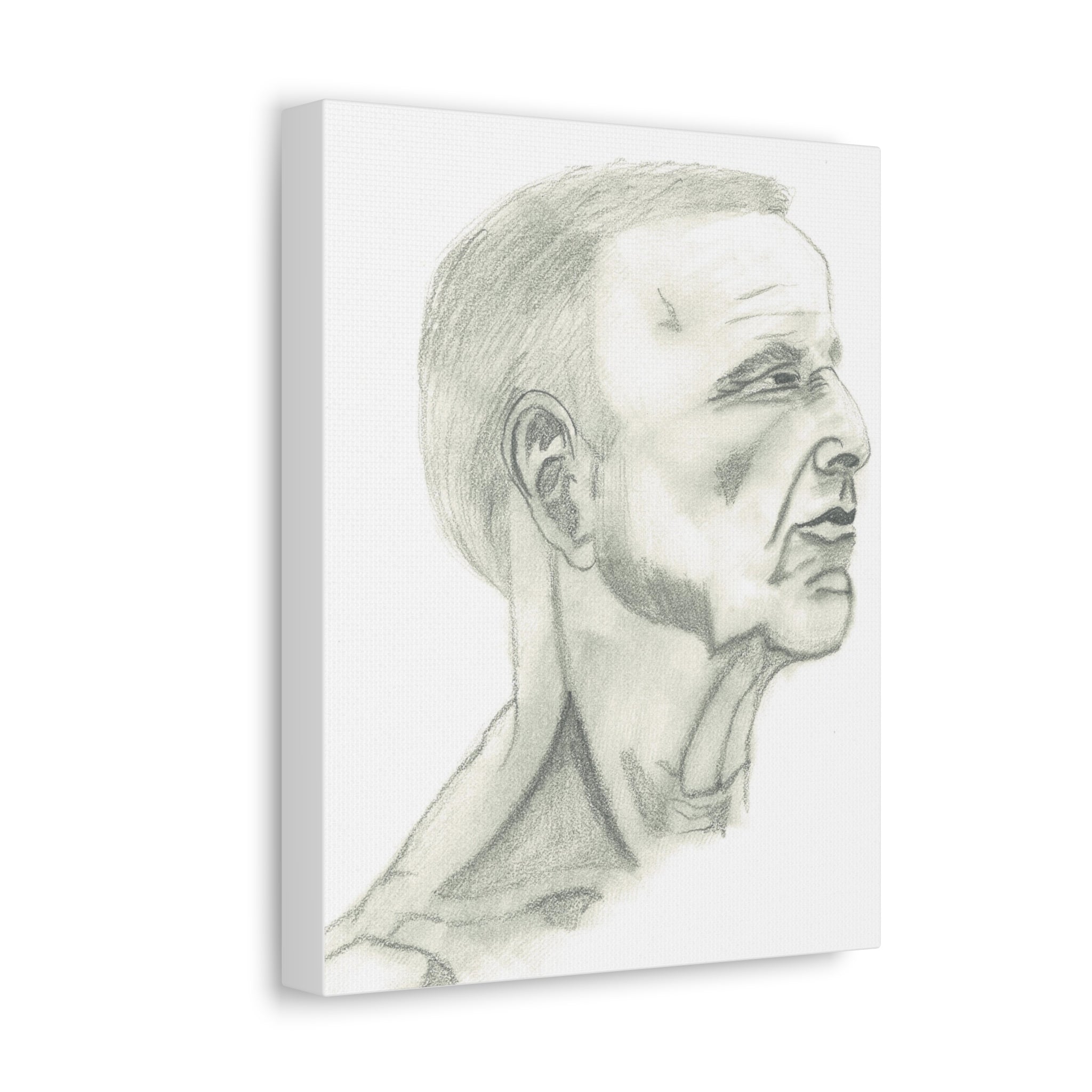 Artistic Stretched Canvas Wall Decor, Contemporary Home Art, Modern Sketched Portrait, Unique Gift for Art Lovers, Masculine Decor