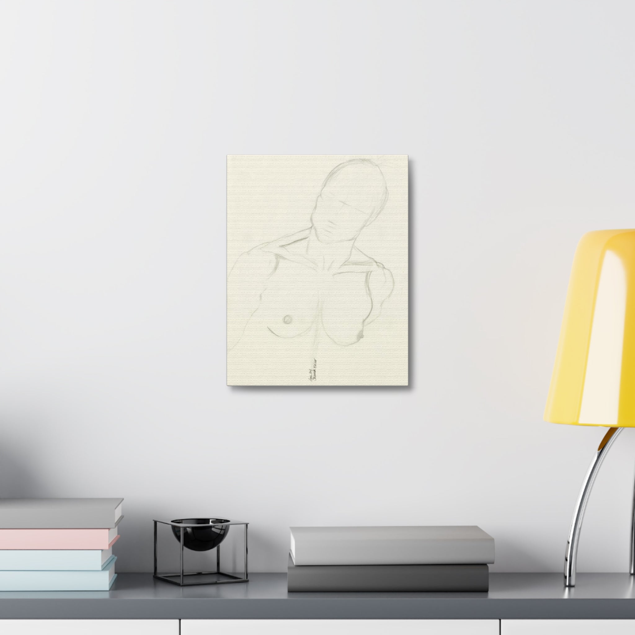 Artistic Male Figure Stretched Canvas, Figure Art Decor, Modern Wall Art, Sketch Art for Home, Minimalist Artwork