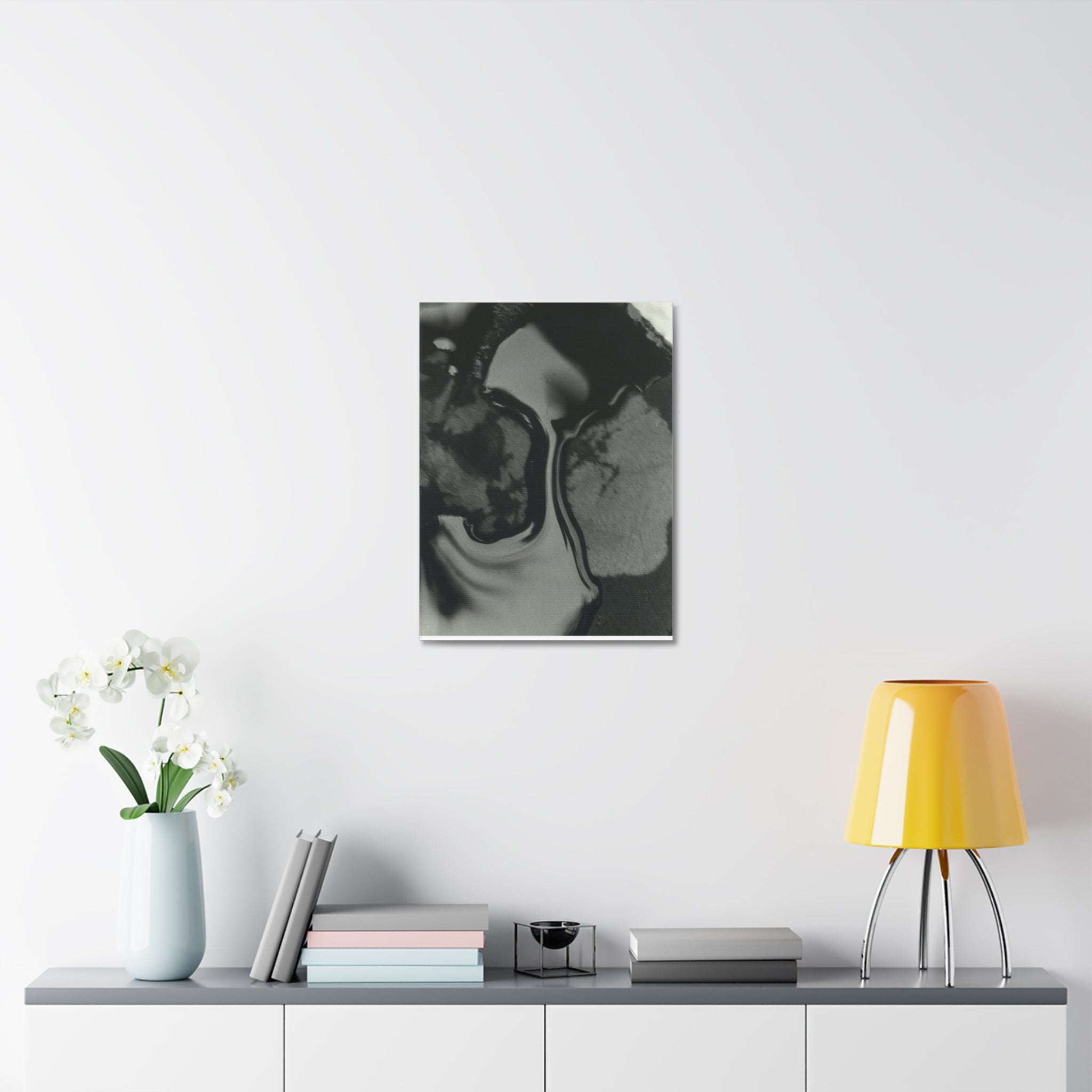 Abstract Black and White Stretched Canvas Art | Modern Home Decor, Office Wall Art, Minimalist Print, Gift for Art Lovers
