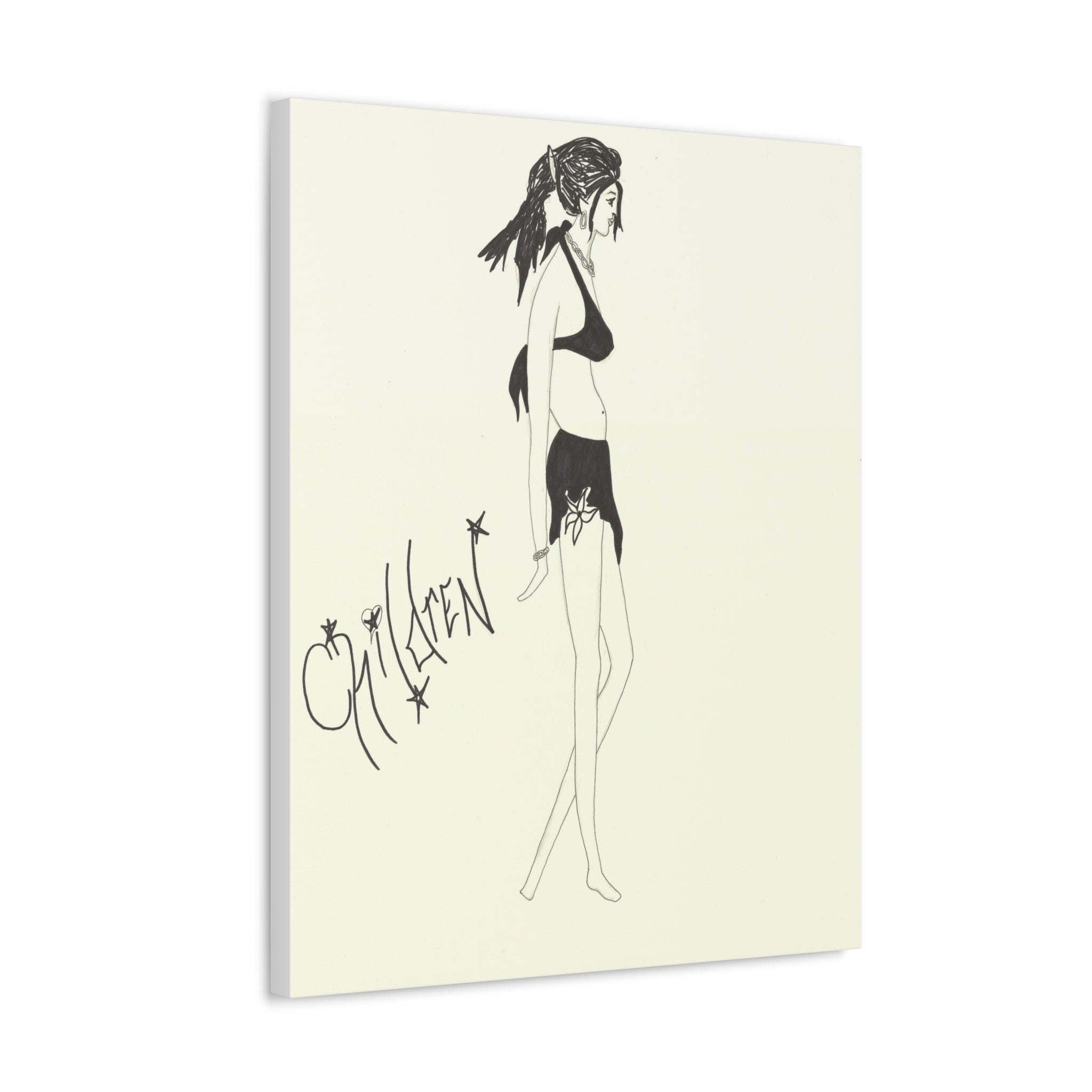 Chic Fashion Stretched Canvas Art Print, Boho Decor, Elegant Home Wall Art, Gift for Fashion Lovers, Modern Art Piece