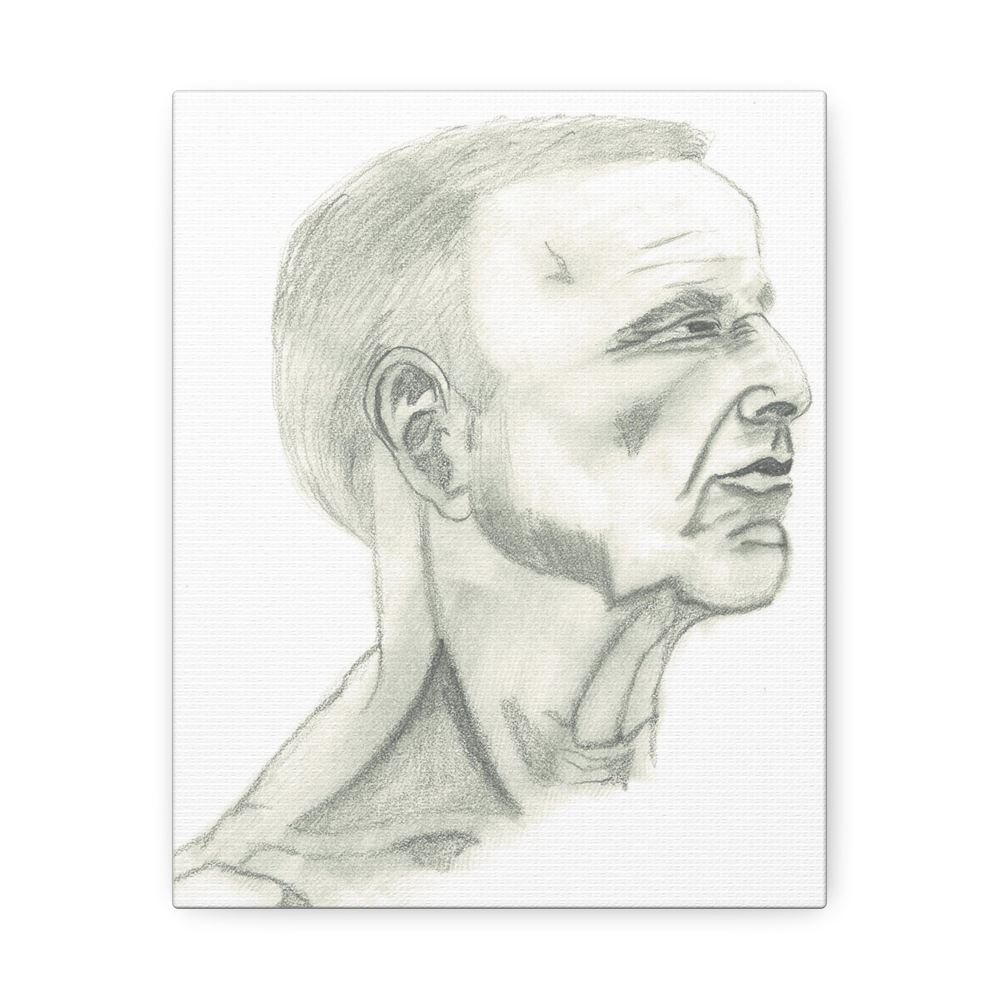 Artistic Stretched Canvas Wall Decor, Contemporary Home Art, Modern Sketched Portrait, Unique Gift for Art Lovers, Masculine Decor